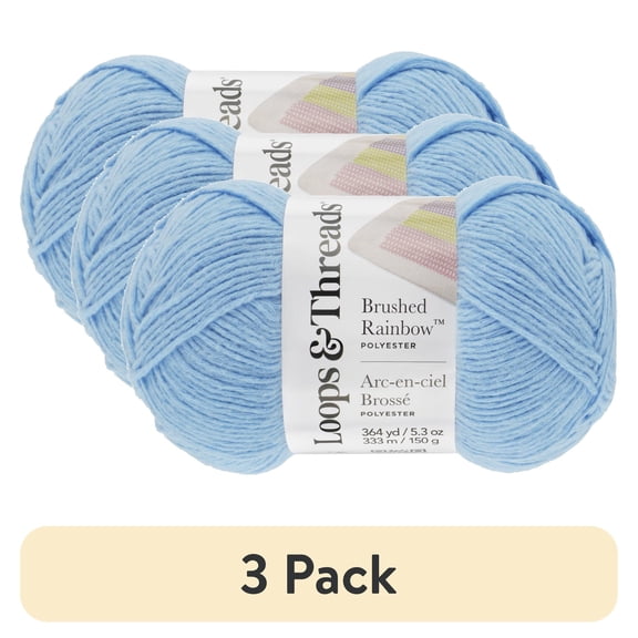 (3 pack) Baby Rainbow Yarn by Loops & Threads - Yarn for Knitting - Crochet - Weaving - and Arts & Crafts - Vista Blue - Polyester - 5.3 oz