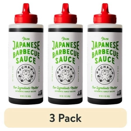(3 pack) Bachan's Yuzu Citrus Japanese BBQ Sauce, 17oz Bottle - Bold, Fresh, Umami Flavor