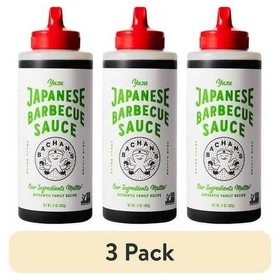 (3 pack) Bachan's Yuzu Citrus Japanese BBQ Sauce, 17oz Bottle - Bold, Fresh, Umami Flavor