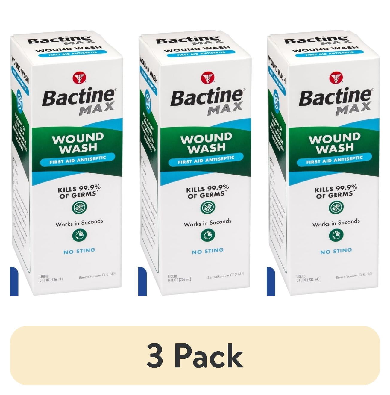 (3 pack) Bactine Max First Aid Wound Wash Antiseptic Liquid Kills 99.9% of Germs First Aid Solution, 8 fl oz