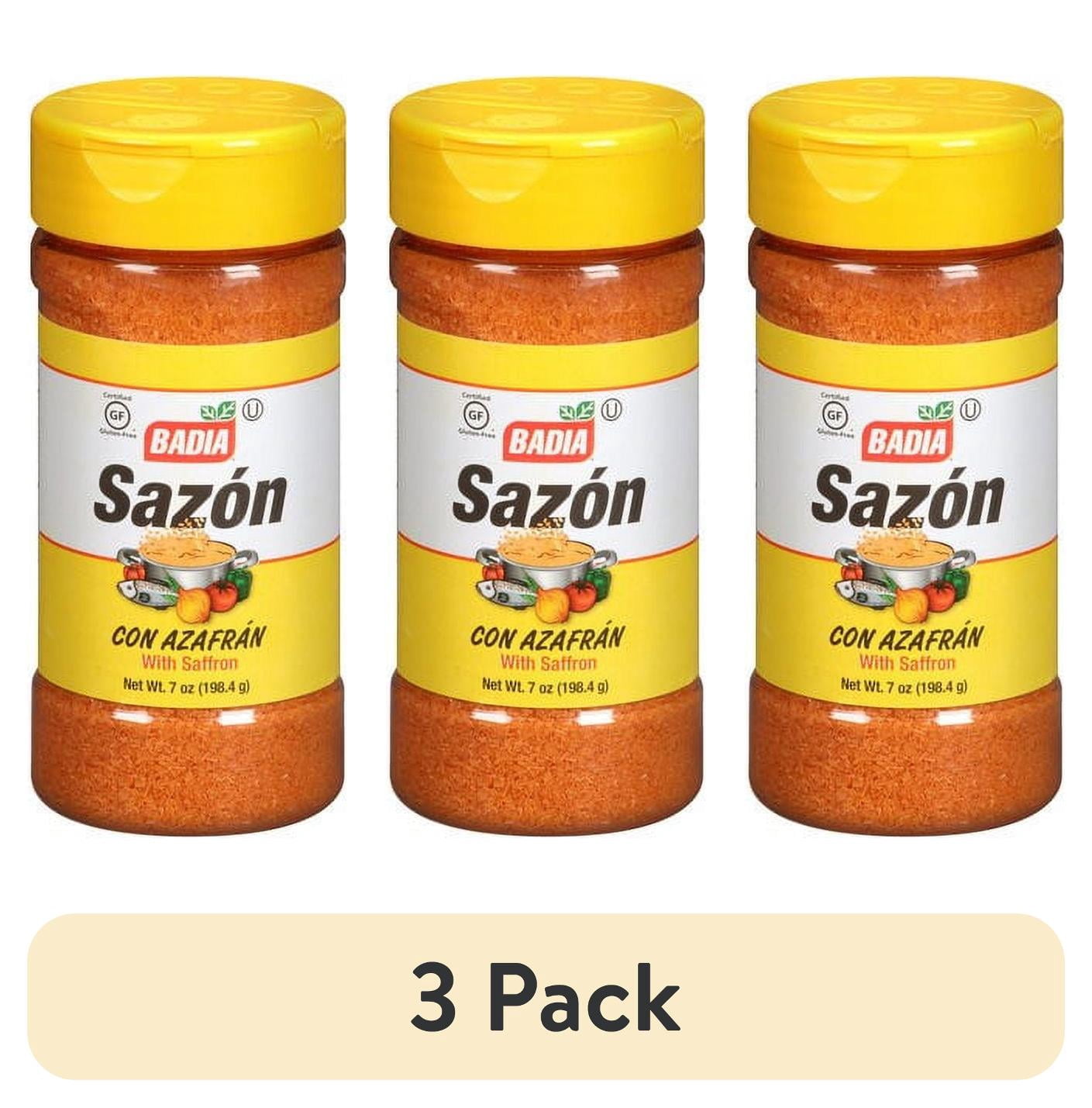 (3 pack) Badia Sazon with Azafran, 7 oz Bottle
