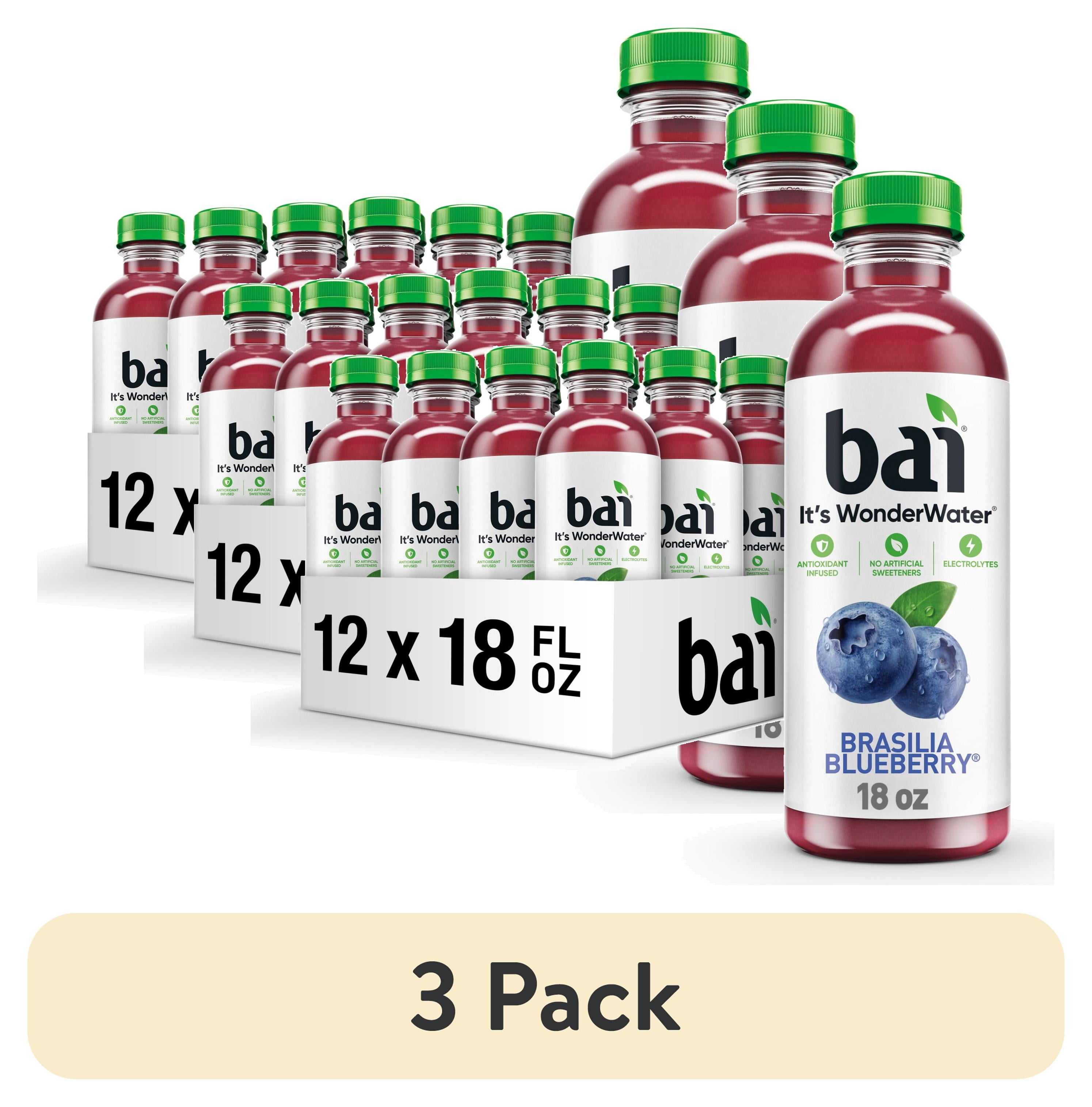 (3 pack) Bai Brasilia Blueberry Antioxidant Infused Water Beverage, 18 fl oz, 12 Pack Bottles