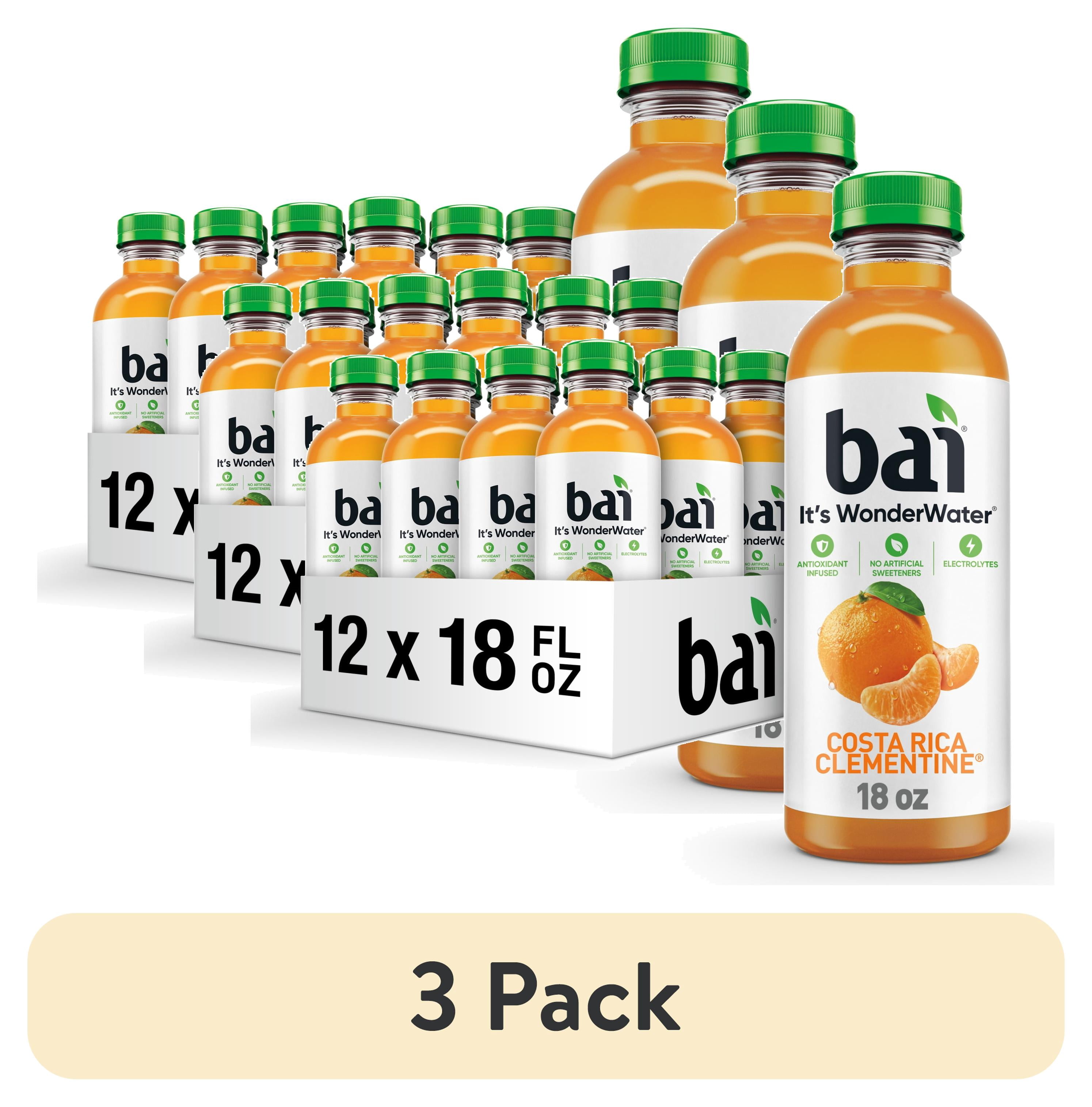 (3 pack) Bai Costa Rica Clementine Antioxidant Infused Water Beverage, 18 fl oz, Bottle