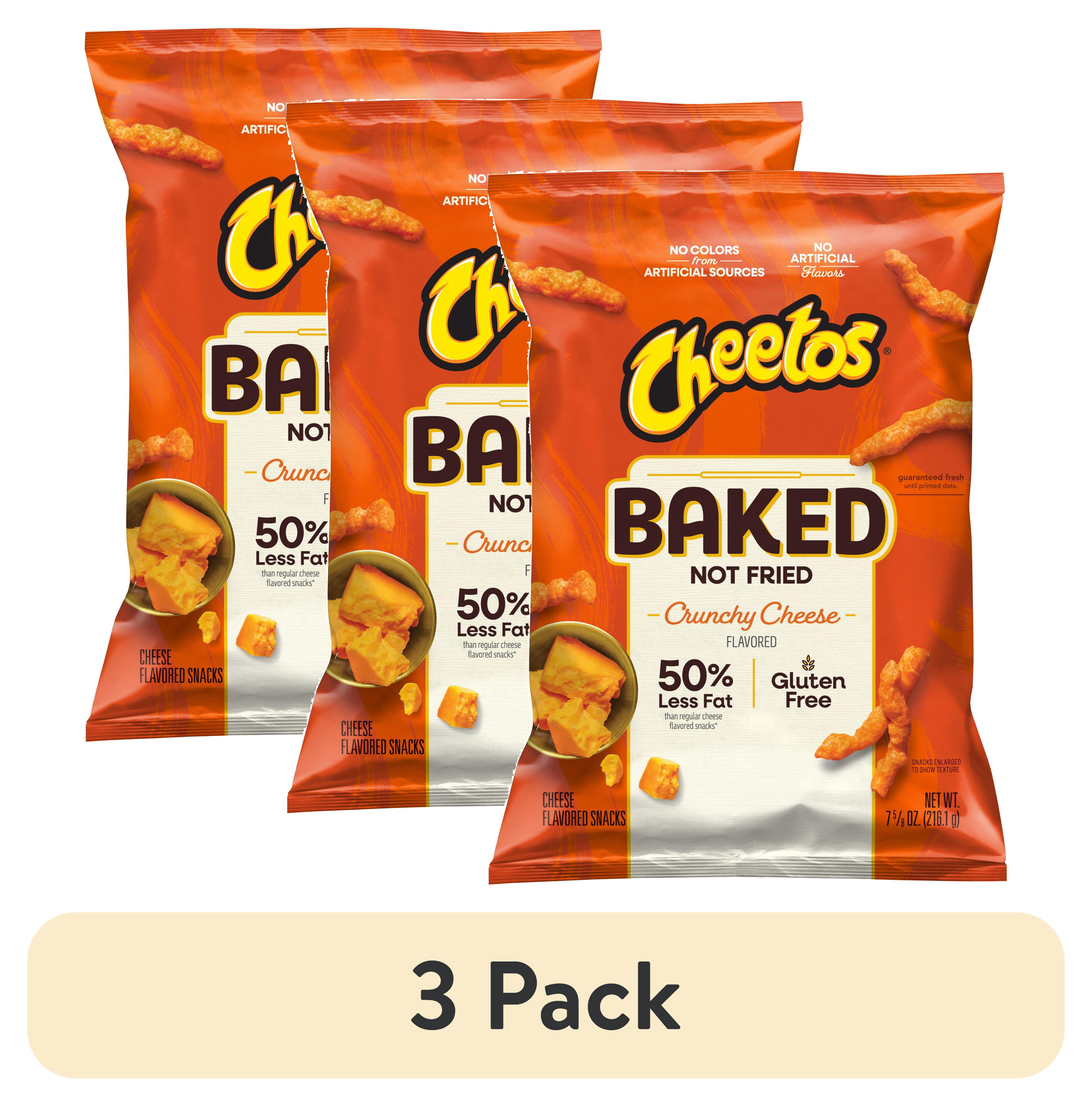 (3 pack) Baked Cheetos Crunchy 50% Less Fat Cheese Flavored Snacks Bag, 7.625 oz