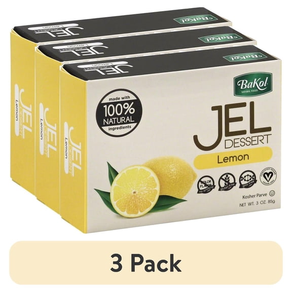 (3 pack) Bakol 100% Natural Gel Dessert Lemon, 3 oz