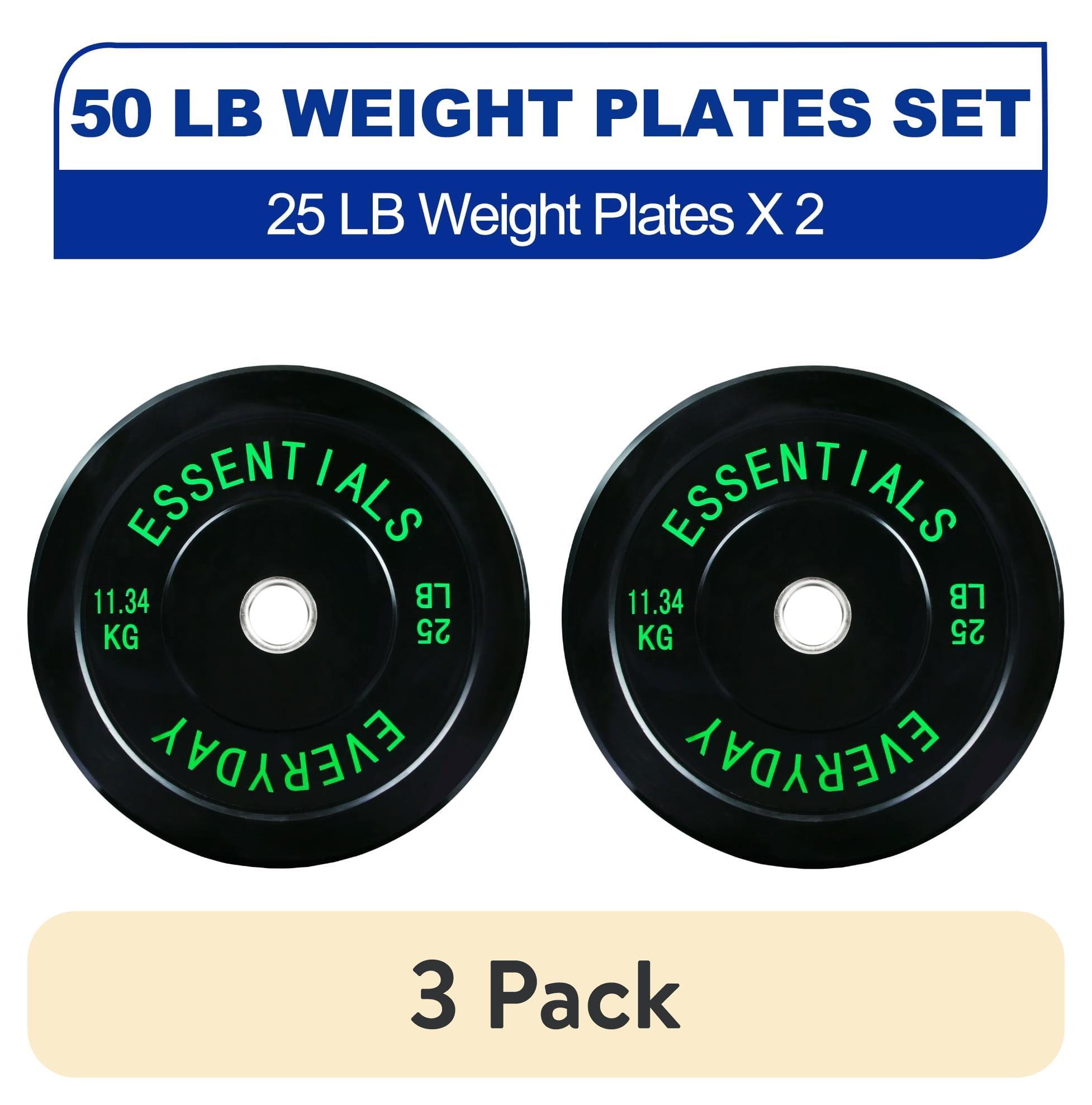 (3 pack) BalanceFrom Olympic Bumper Plate Weight Plate, 25 lbs Pair Black