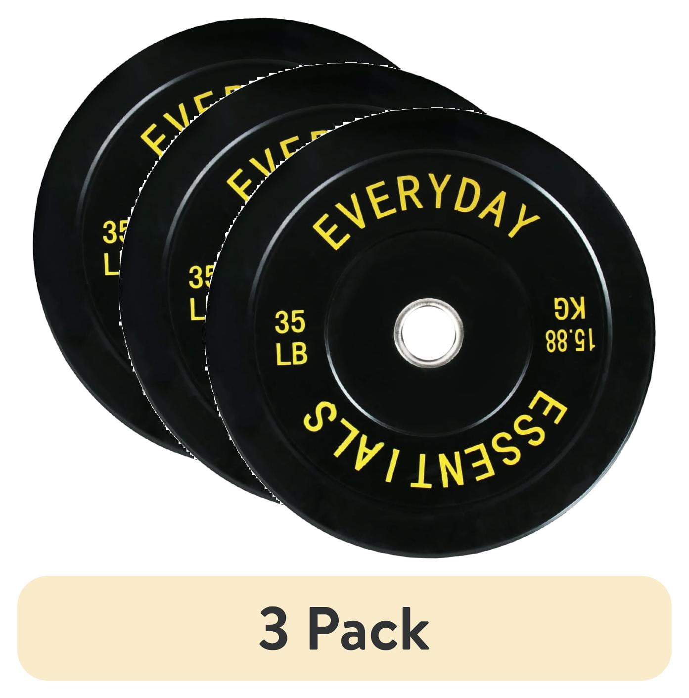 (3 pack) BalanceFrom Olympic Bumper Plate Weight Plate, 35 lbs Pair Black