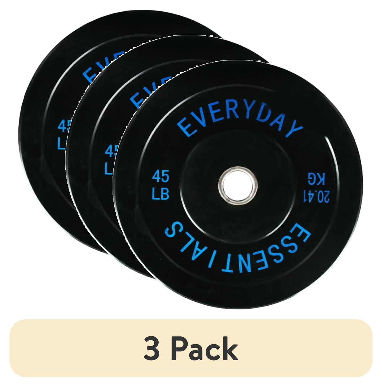 (3 pack) BalanceFrom Olympic Bumper Plate Weight Plate, 45 lbs Pair Black