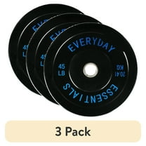 (3 pack) BalanceFrom Olympic Bumper Plate Weight Plate, 45 lbs Pair Black