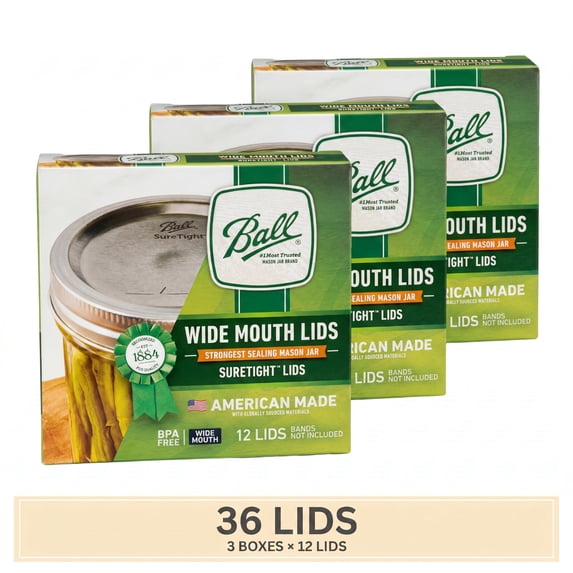 (3 pack) Ball 12-Pack Wide Mouth Lids Without Bands
