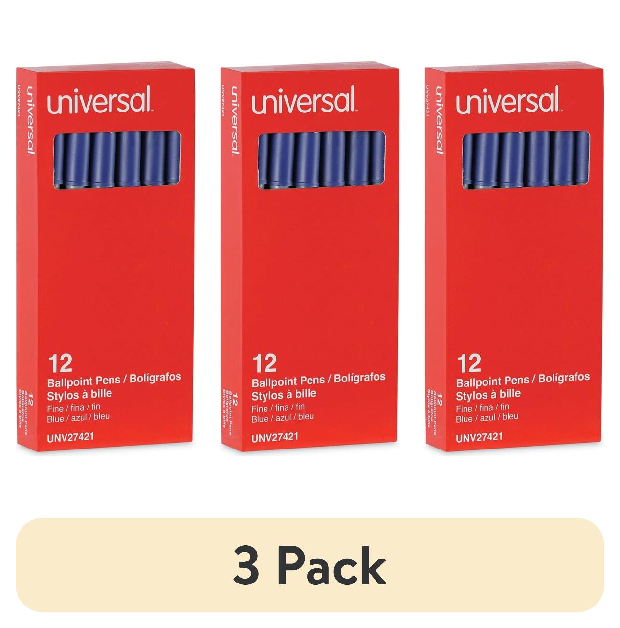 (3 pack) Universal UNV27421 Fine 0.7 mm Stick Ballpoint Pen - Blue Ink, Gray/Blue Barrel (1 Dozen)