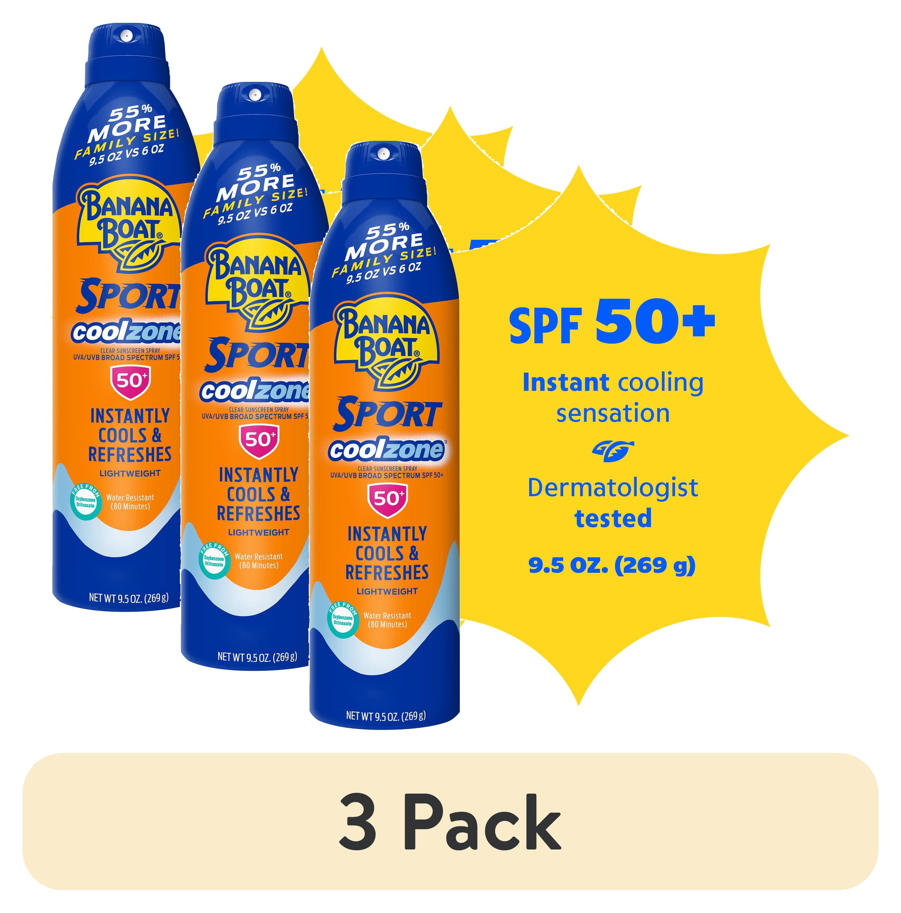 Sunscreen Paper (3 pack) Banana Boat Cool Zone SPF 50 Sunscreen Spray, Cooling Sunblock ...