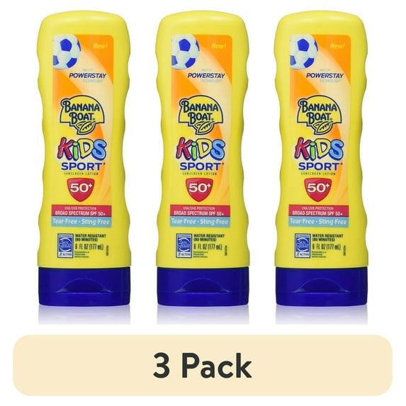 (3 pack) Banana Boat Kids Sport Sunscreen Lotion Broad Spectrum SPF 50+ 6 oz