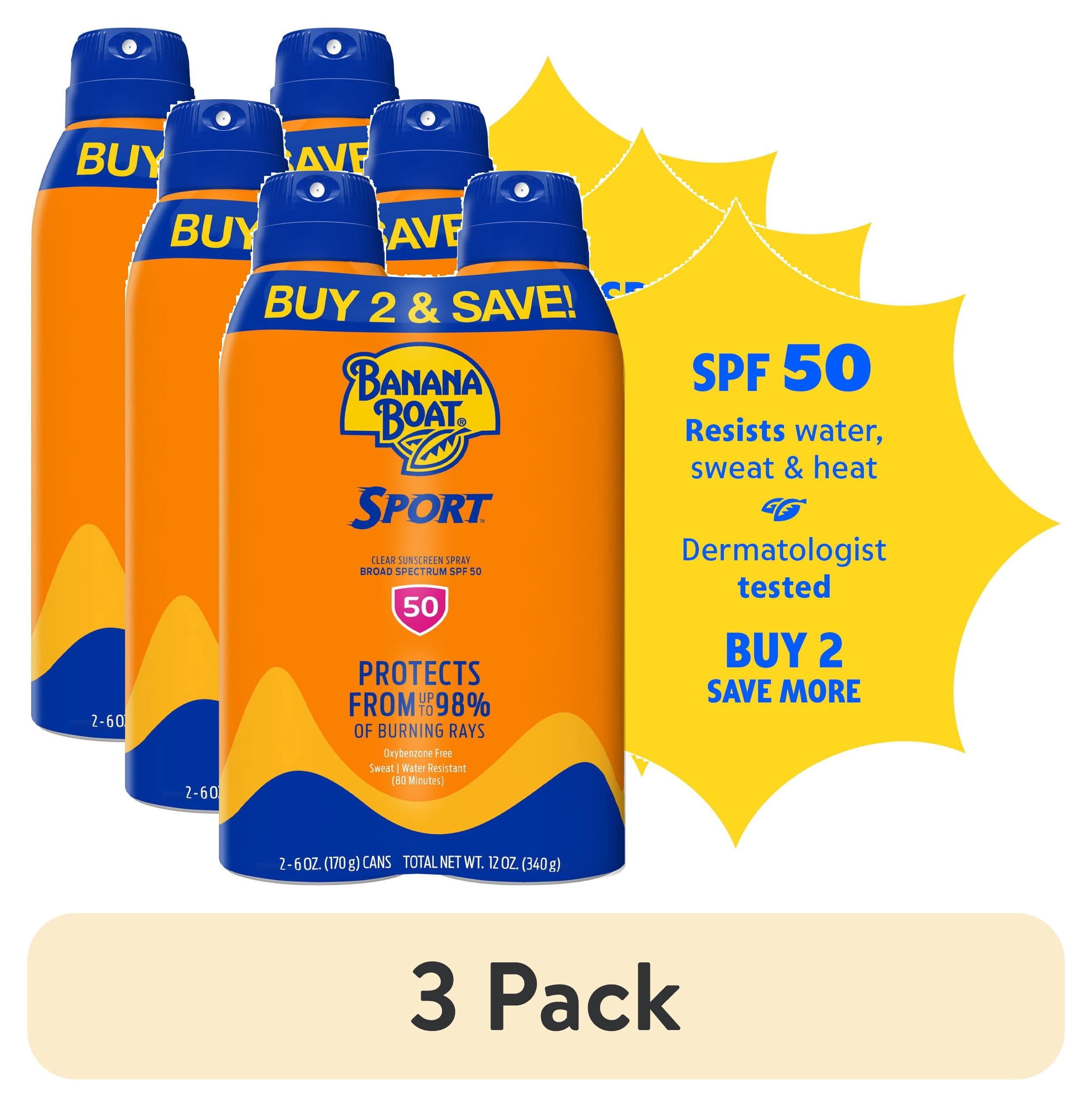 (3 pack) Banana Boat Sport Ultra Sunscreen Spray Twin Pack, SPF 50, 2 6 oz Sprays