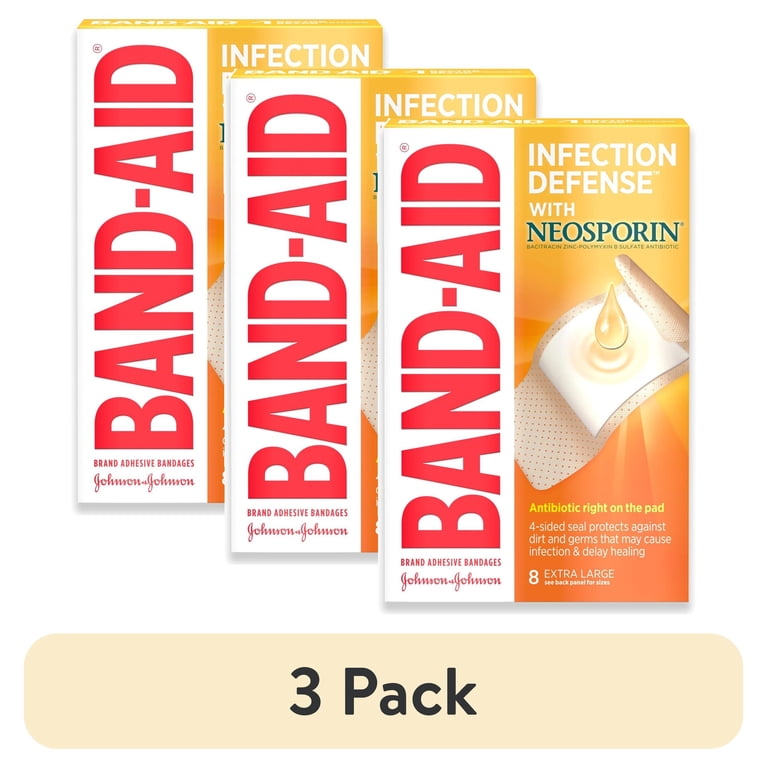 3 pack) Band-Aid Brand Bandages with Neosporin Antibiotic, Extra