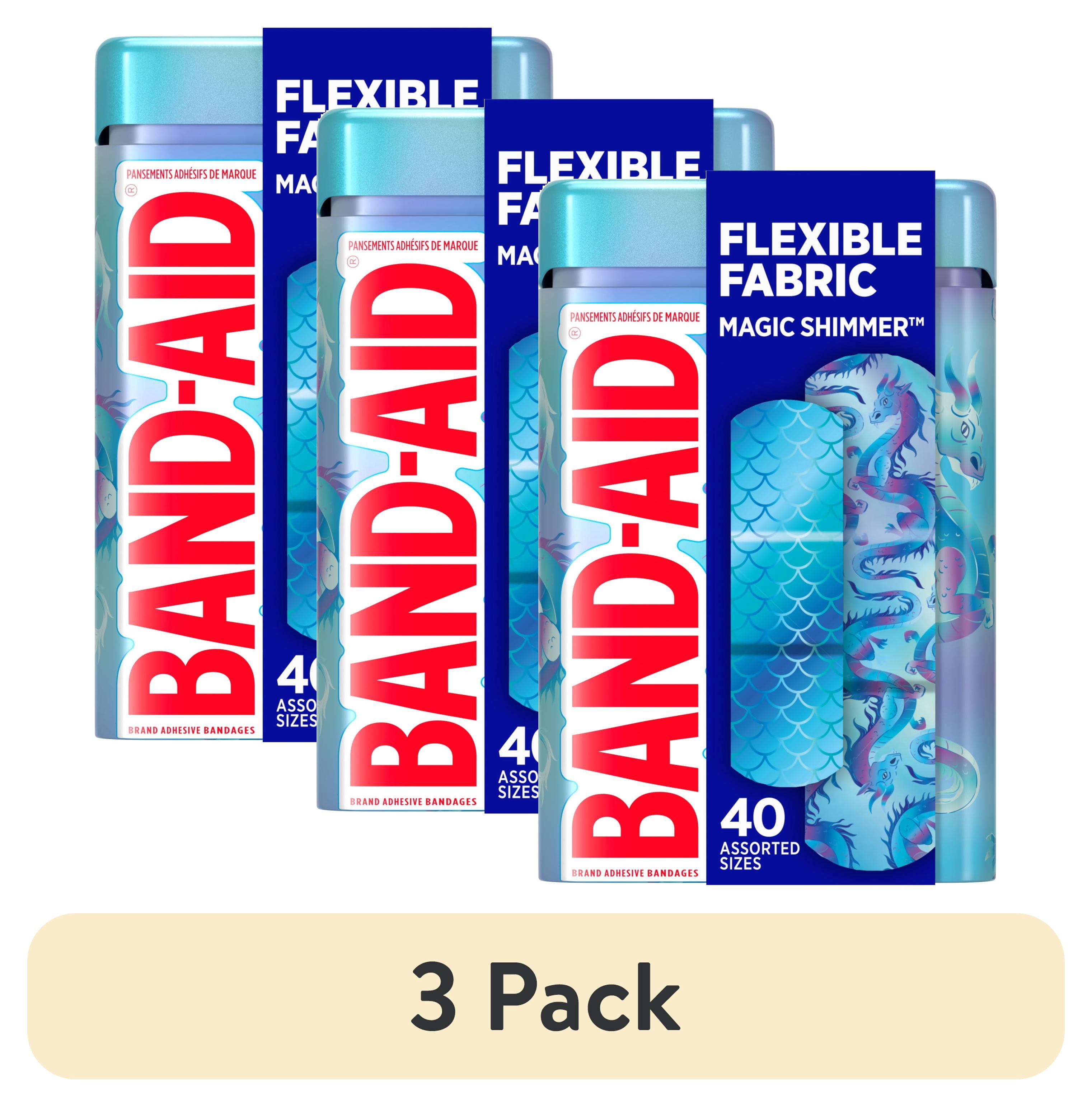 (3 pack) Band-Aid Brand Flexible Fabric Magic Shimmer Bandages, Assorted, 40 Count