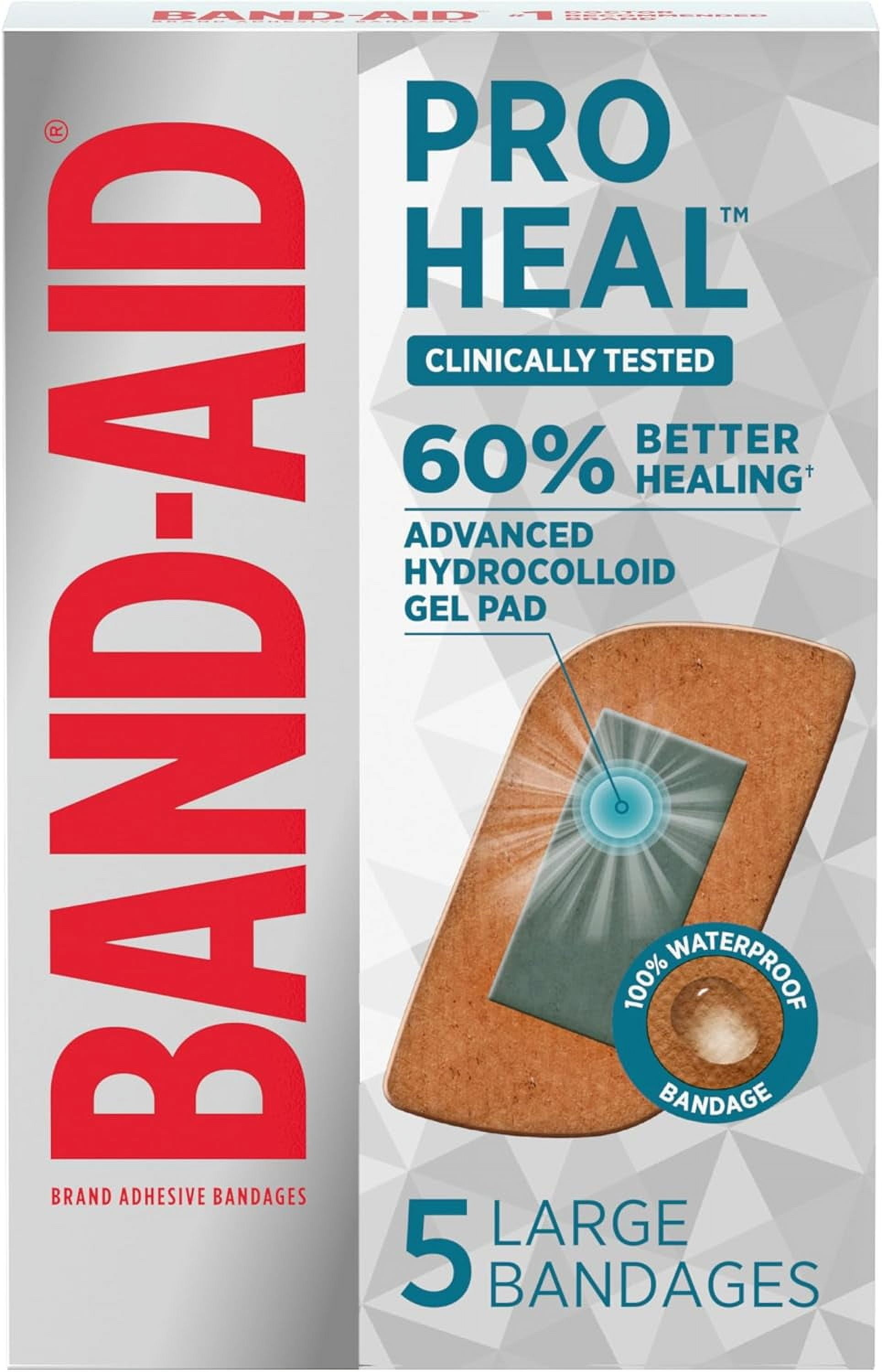 (3 pack) BAND-AID Brand Large Pro Heal Bandages + Hydrocolloid Pads, 5 Count