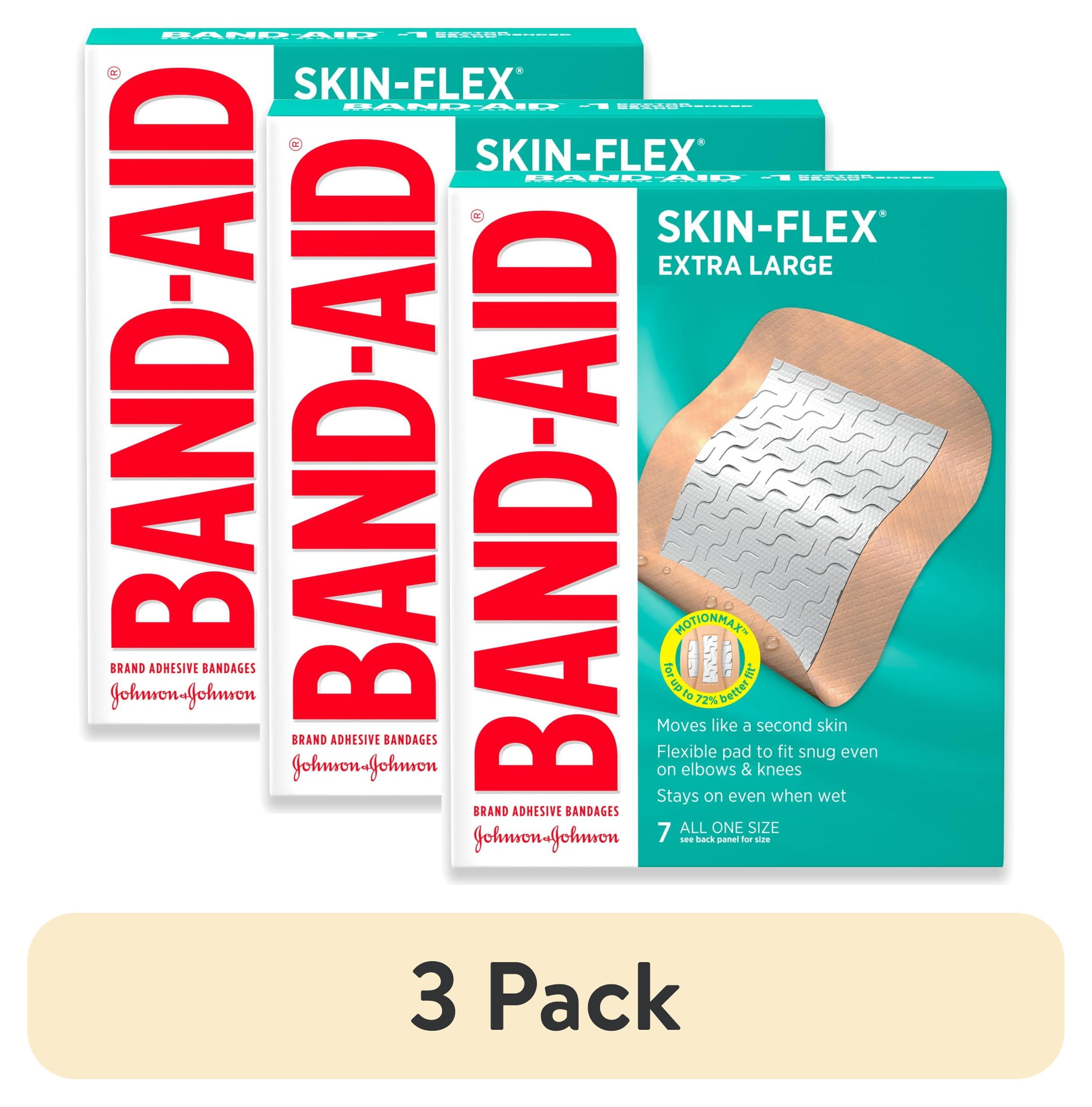 (3 pack) BAND-AID Brand Skin-Flex Adhesive Bandages, Extra Large, 7 Count