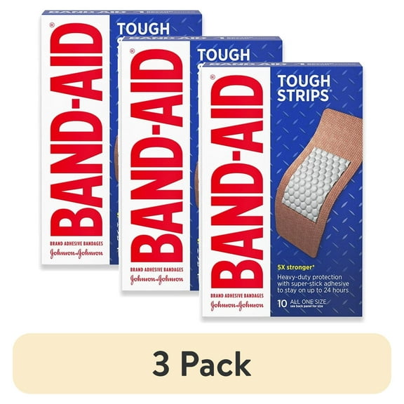 (3 pack) BAND-AID Brand Tough Strips Adhesive Wound Bandage, Extra Large, 10 Count