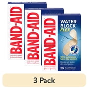 3 pack BAND-AID Brand Water Block Flex Adhesive Bandages, All One Size, 20 Count