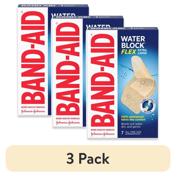 (3 pack) Band-Aid Brand Water Block Flex Adhesive Bandages, Extra Large, 7 Count