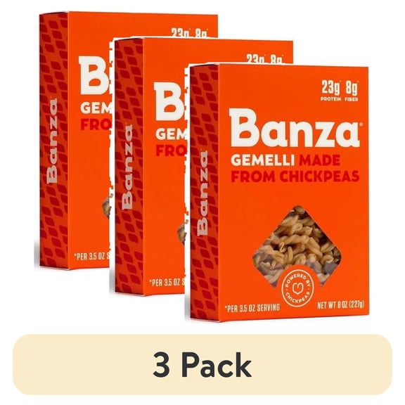 (3 pack) Banza Chickpea Pasta Gemelli, 8 oz