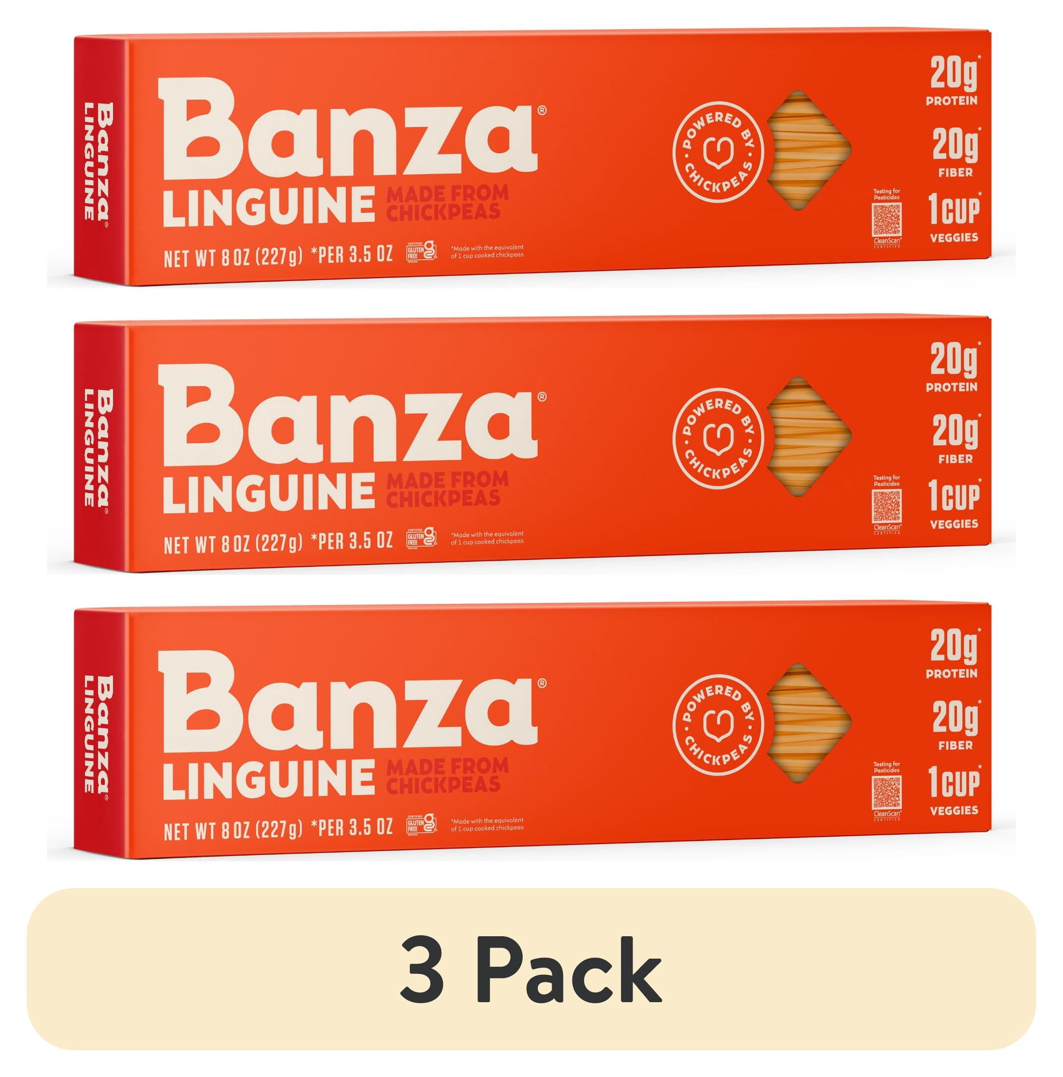 3 pack) Banza Linguine Pasta from Chickpeas - Made In Italy, High