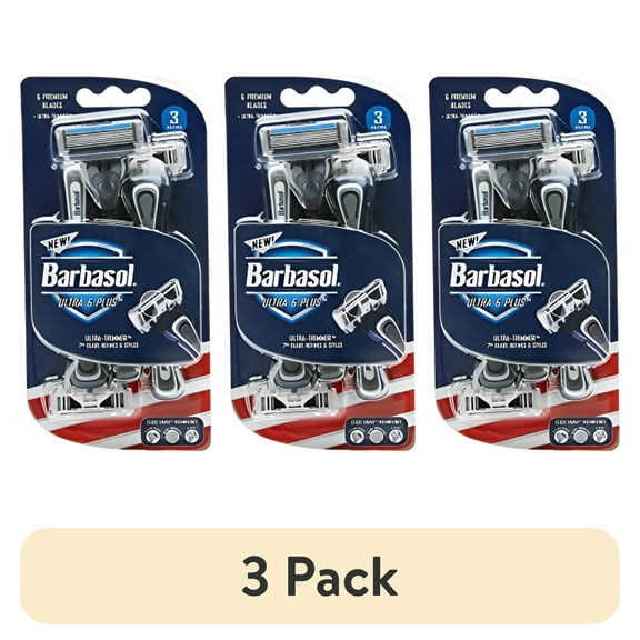 (3 pack) Barbasol Ultra 6 Premium Disposable Razor, 3 Count
