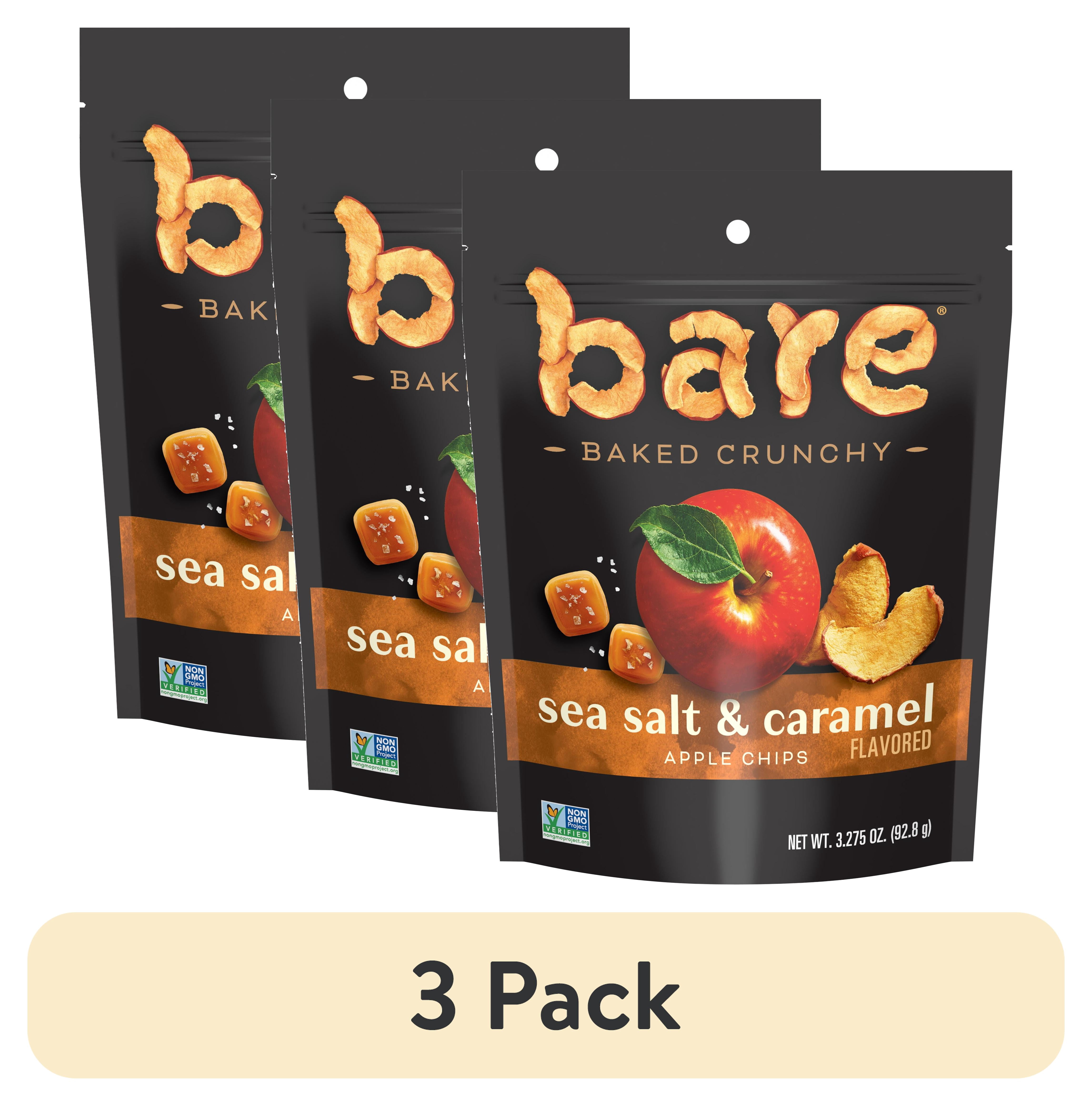 (3 pack) Bare Baked Crunchy Apple Chips, Sea Salt & Caramel, 3.275 oz