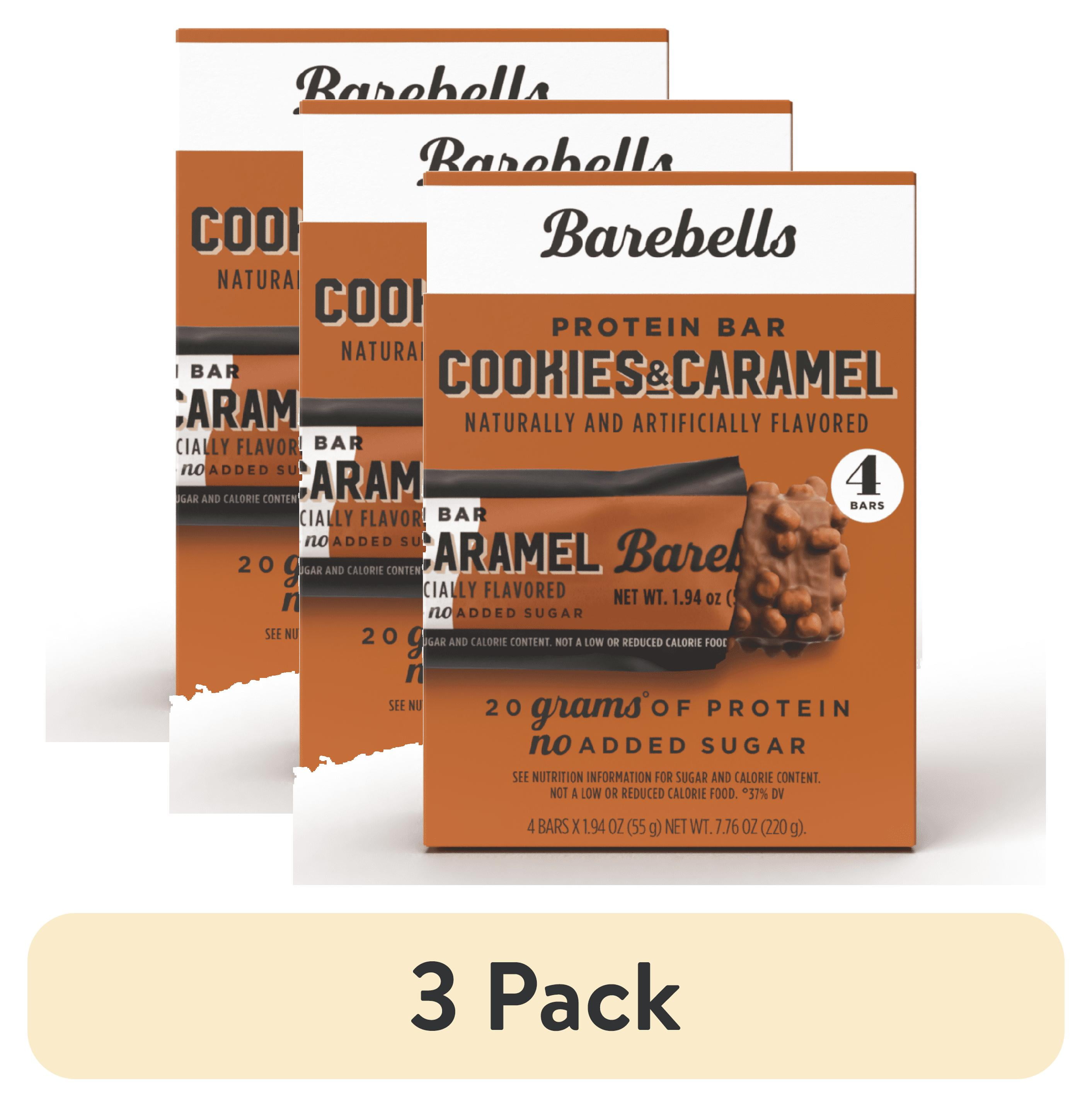 (3 pack) Barebells Protein Bars with 20g High Protein, 1.9oz Bars, Cookies & Caramel - 4 Count