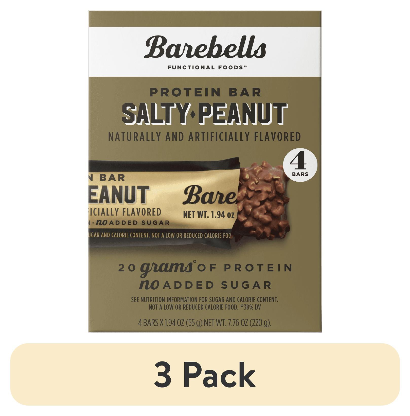 (3 pack) Barebells Protein Bars with 20g High Protein, 1.9oz Bars, Salty Peanut - 4 Count
