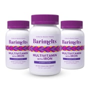 3 pack Barimelts Bariatric Multivitamin with Iron, Fast-Melting Tabs, Sugar-Free, Blueberry, Post-WLS, 60 Ct