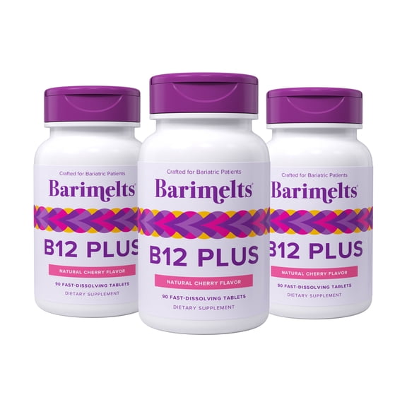 (3 pack) Barimelts Vitamin B12 Plus - 90 Fast-Dissolving Tablets, Bariatric Vitamins
