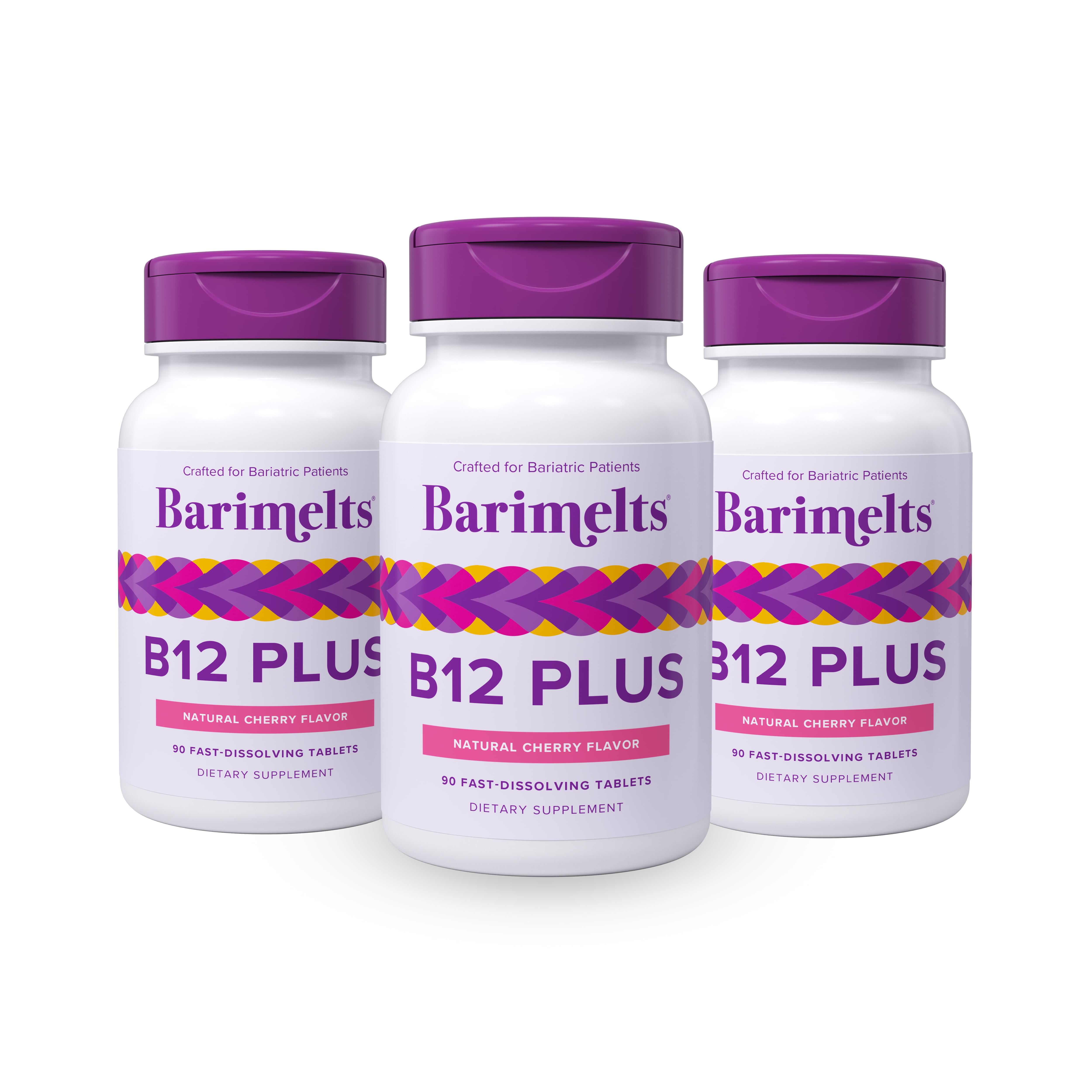 (3 pack) Barimelts Vitamin B12 Plus - 90 Fast-Dissolving Tablets, Bariatric Vitamins