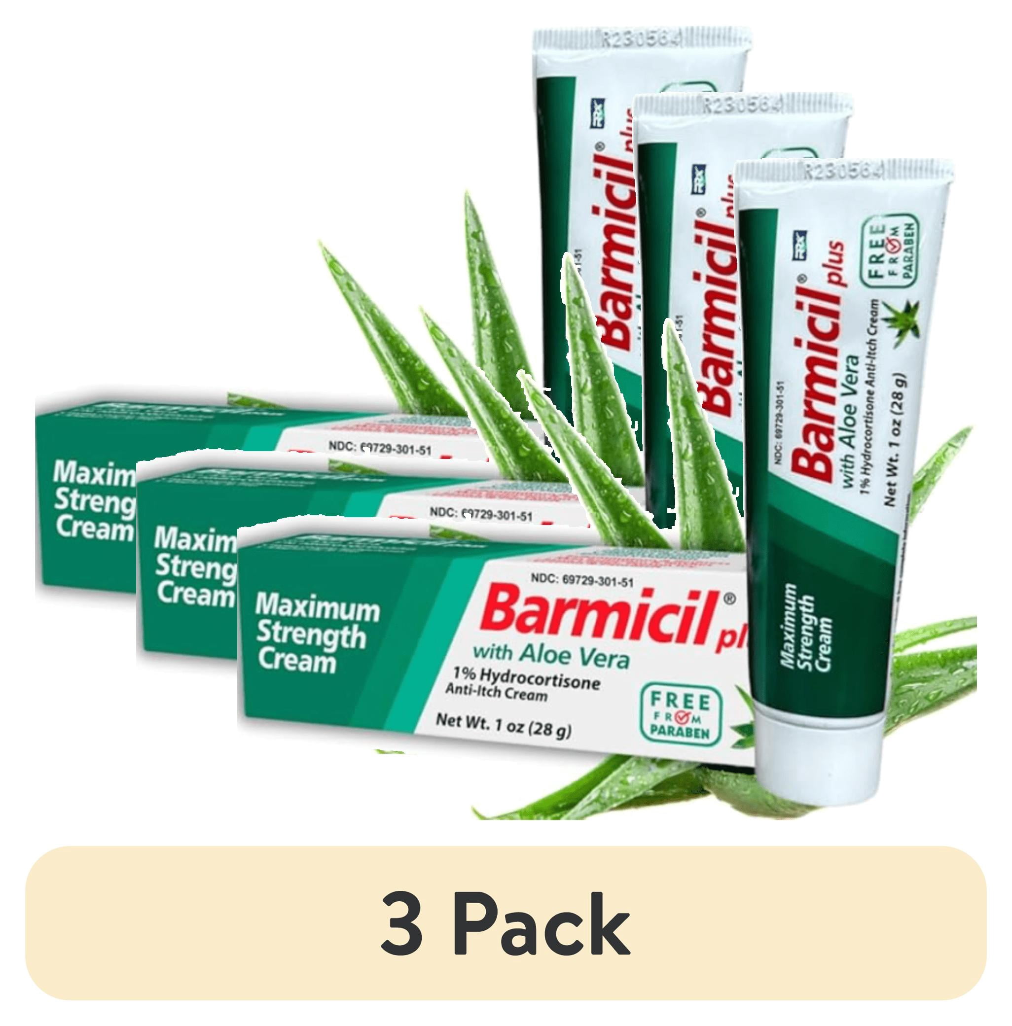 (3 pack) Barmicil Maximum Strength 1% Hydrocortisone Anti-Itch Cream with Aloe Vera, 1 oz