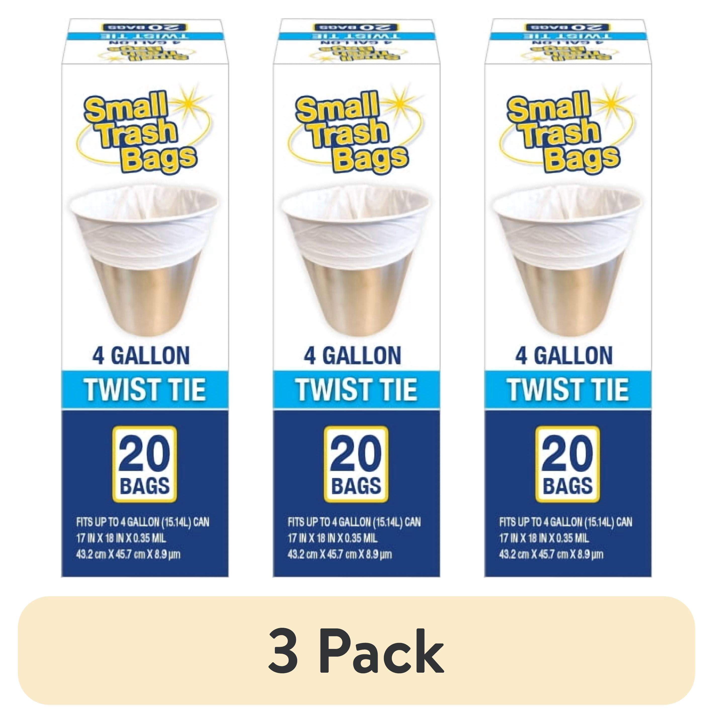 (3 pack) Basic 4 Gallon Twist Tie Bathroom Bags, 20 Bags