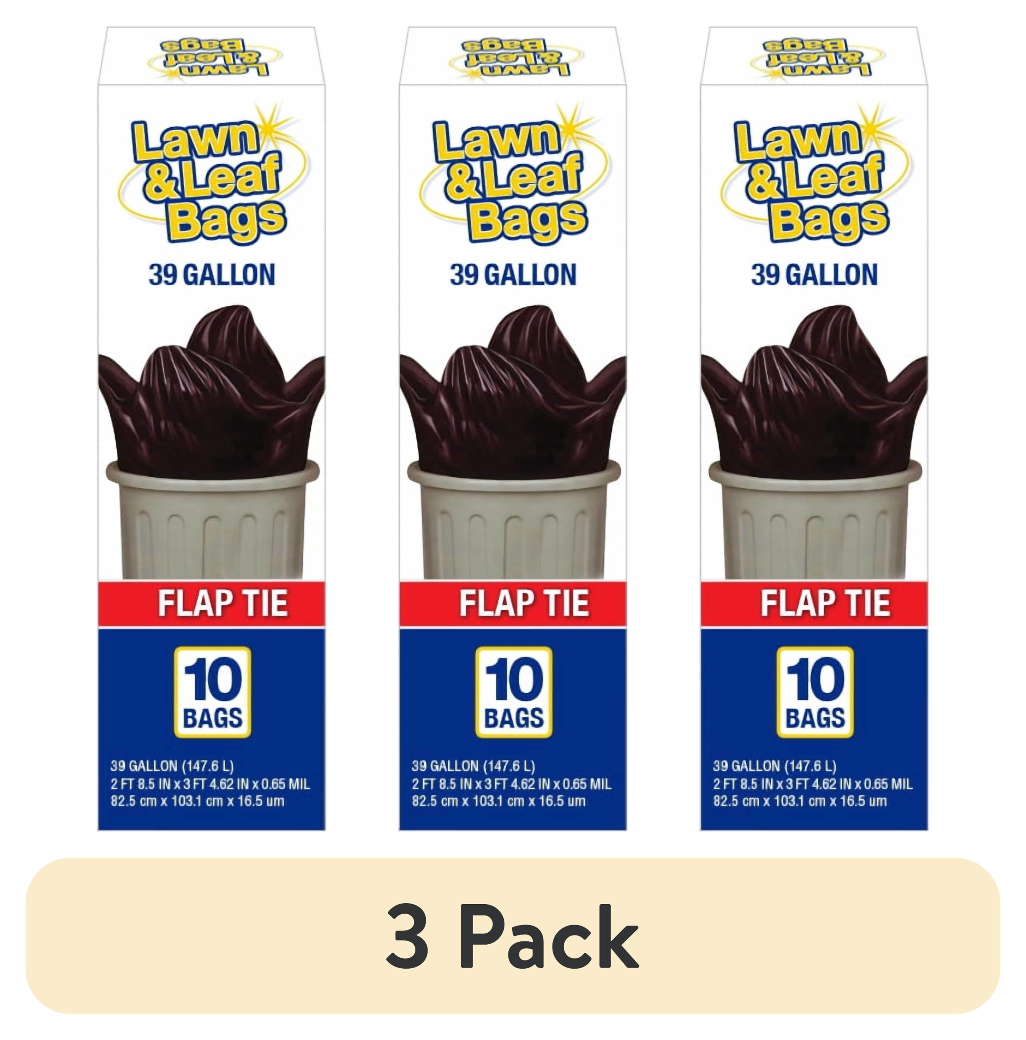 (3 pack) Basic Lawn & Leaf Trash Bags, Flap Tie, 39 Gallon, 10 Bags
