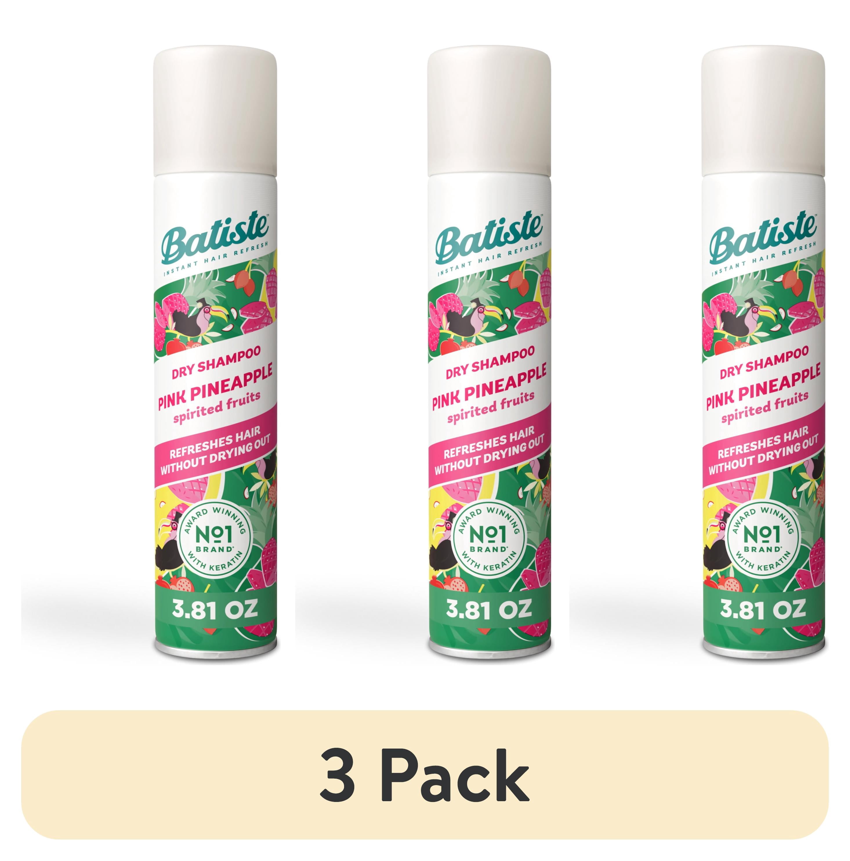 (3 pack) Batiste Pink Pineapple Dry Shampoo, Instantly Refresh Hair & Absorb Oil Between Washes, 3.81 oz