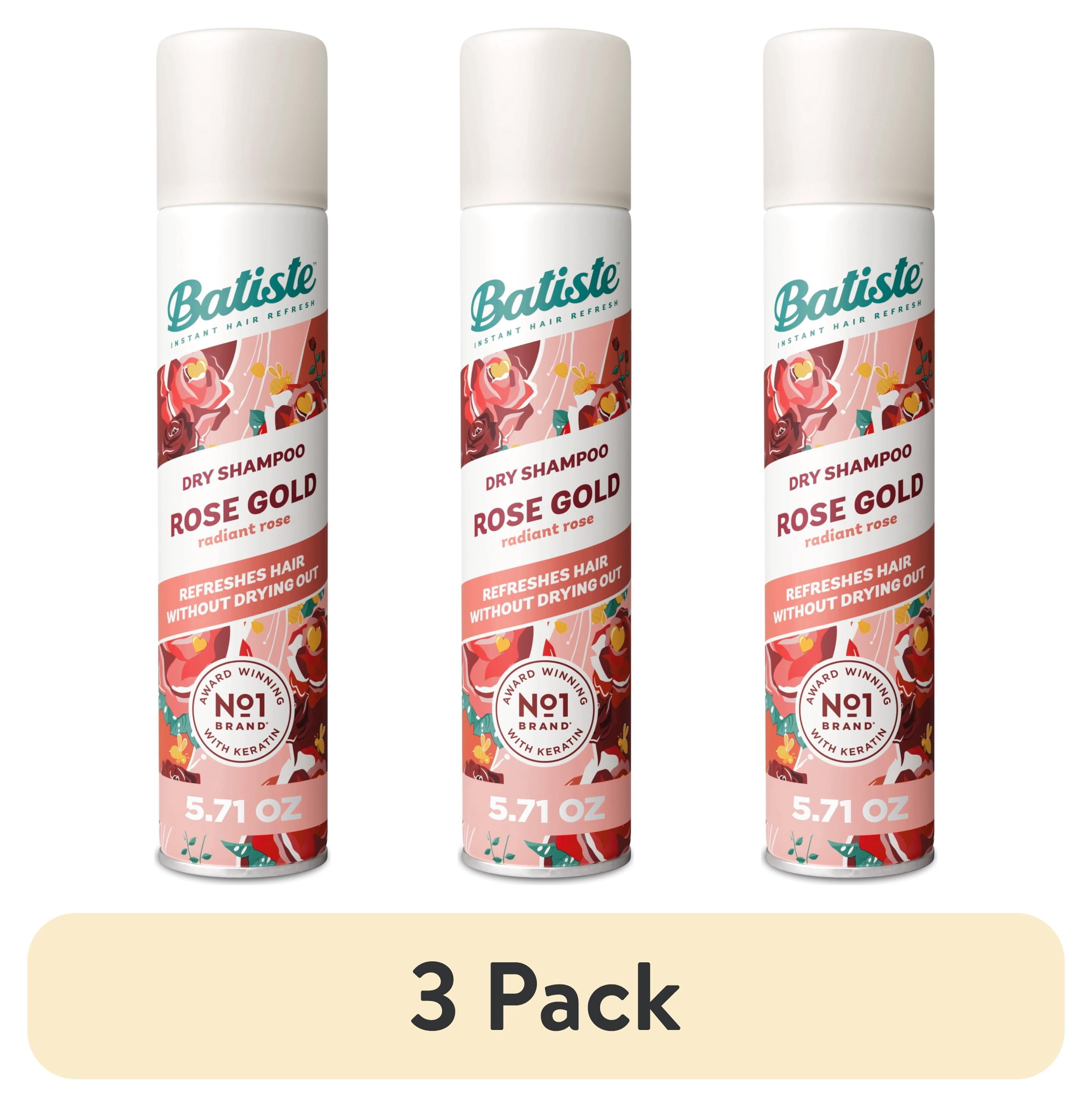 (3 pack) Batiste Rose Gold Dry Shampoo, Absorbs Oil & Grease, Rose Scent, 5.71 oz