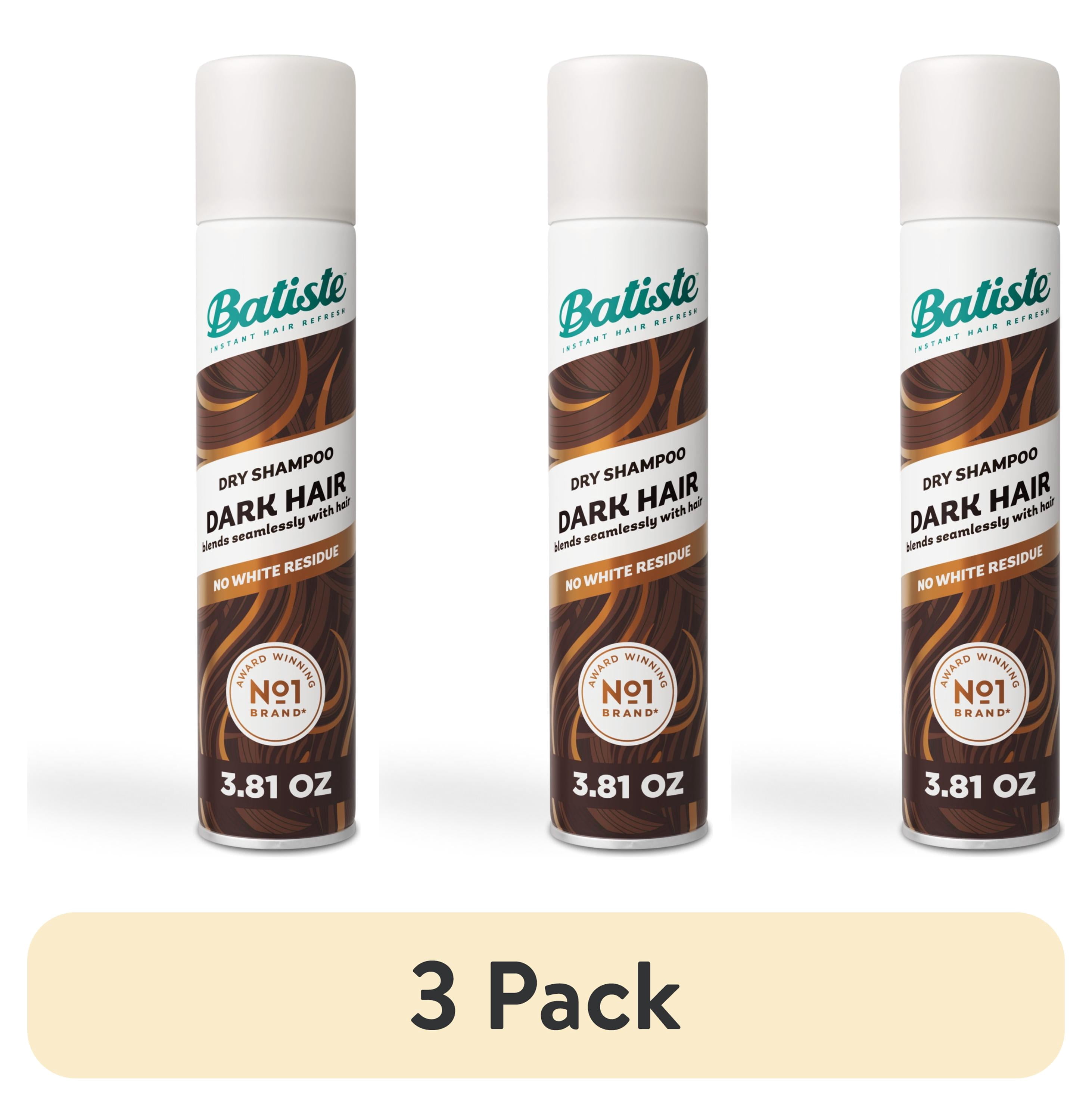 (3 pack) Batiste Dark Dry Shampoo, Instantly Refresh Hair & Absorb Oil Between Washes, 3.81 oz