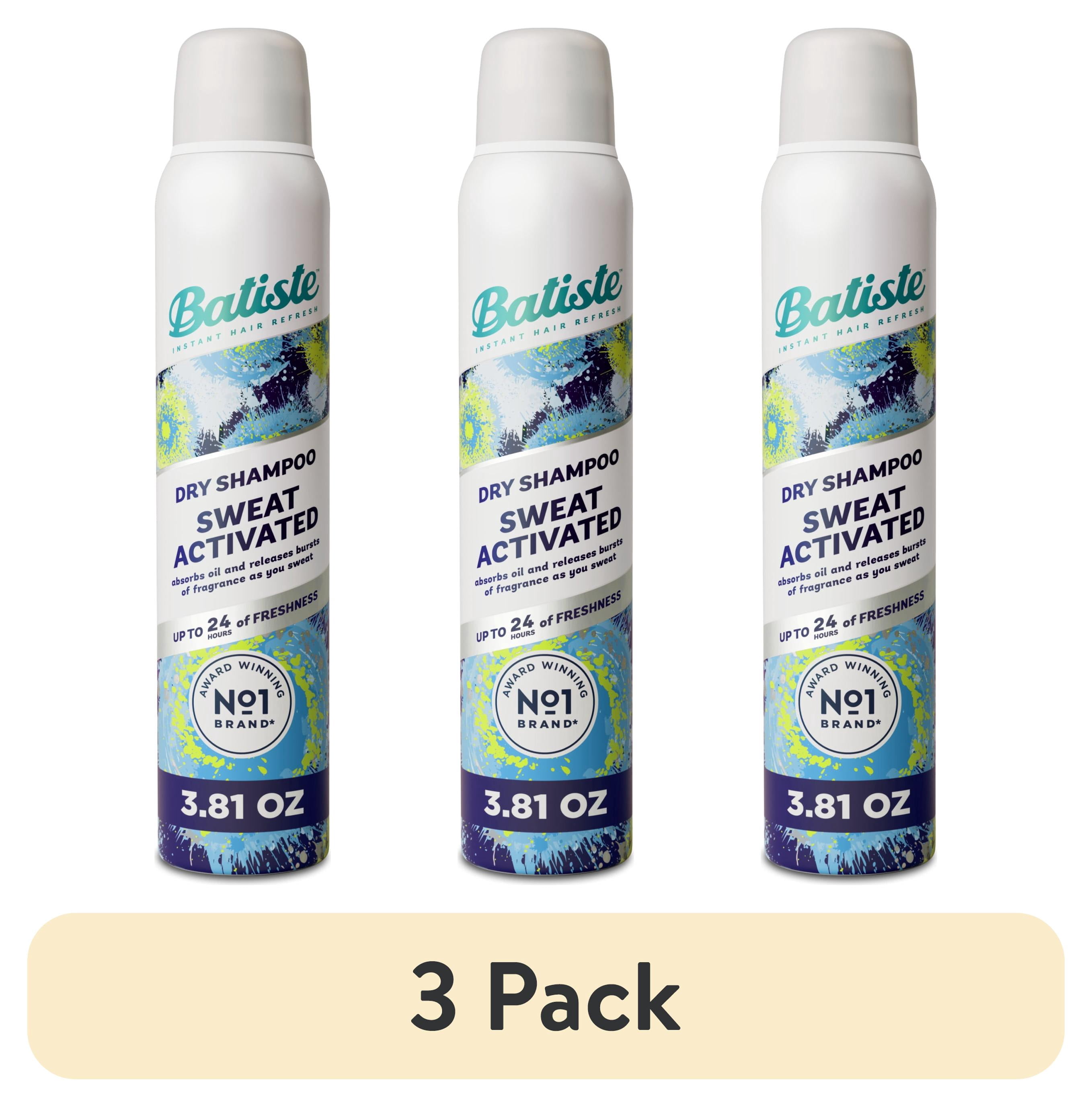 (3 pack) Batiste Sweat Activated Dry Shampoo, Absorbs Oil & Helps Reduce Sweat Buildup, 3.81 oz