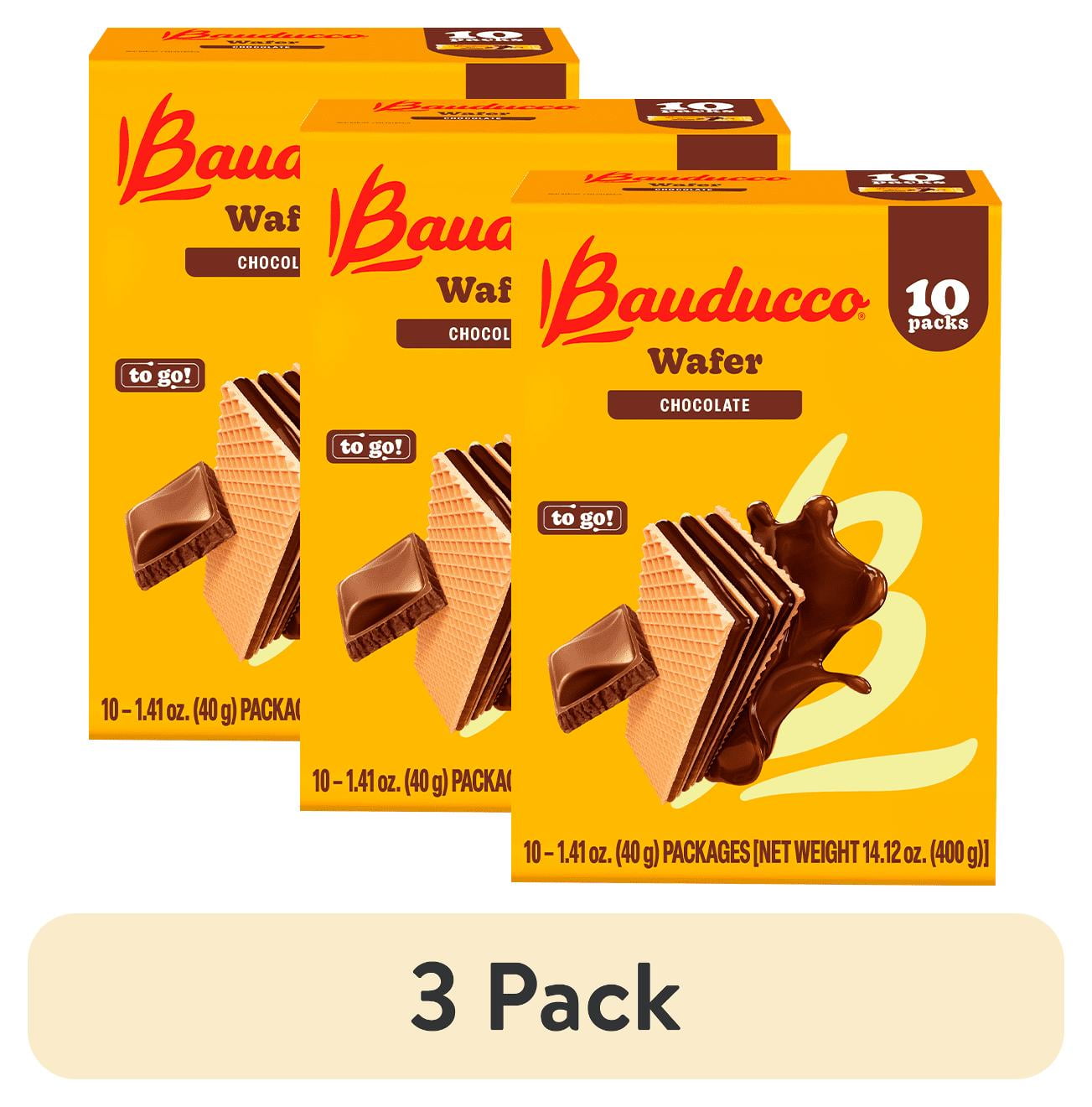 (3 pack) Bauducco Mini Chocolate Wafers, Crispy and Delicate Wafer Cookies with 3 Decadent Layers of Chocolate Cream, No Artificial Flavors or Colors, Pack of 10, 14.12 oz