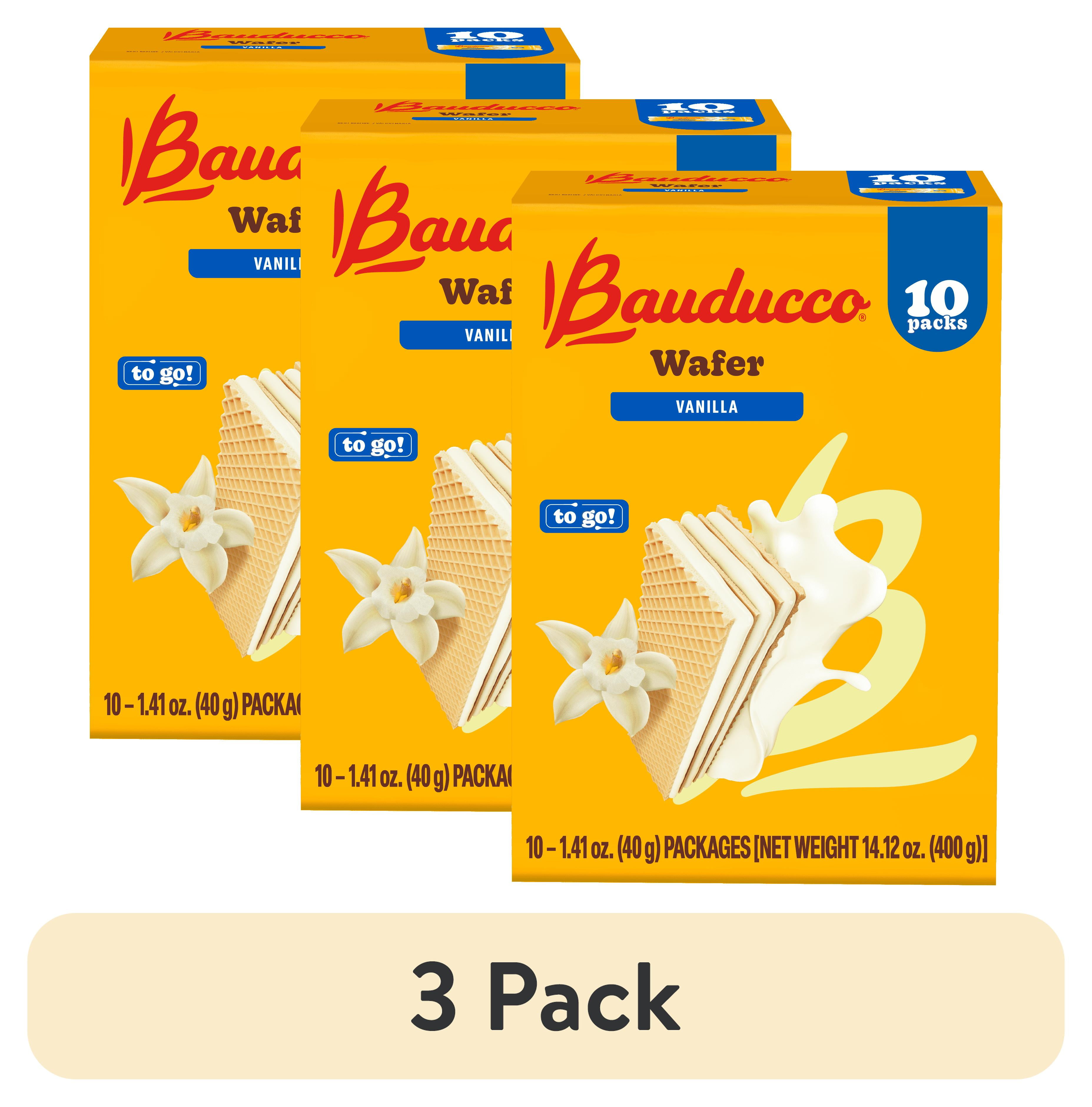 (3 pack) Bauducco Mini Vanilla Wafers, Crispy and Delicate Wafer Cookies, Vanilla Flavor, No Artificial Flavors or Colors, 10 Pack,14.12 oz