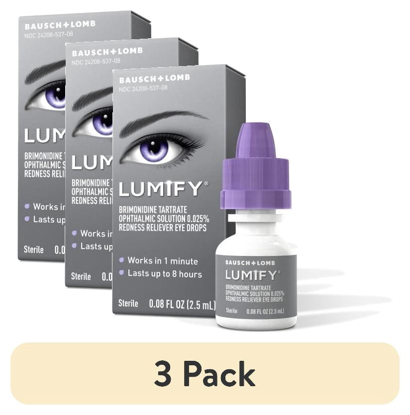 (3 pack) Bausch and Lomb LUMIFY Redness Reliever Eye Drops (Brimonidine ...