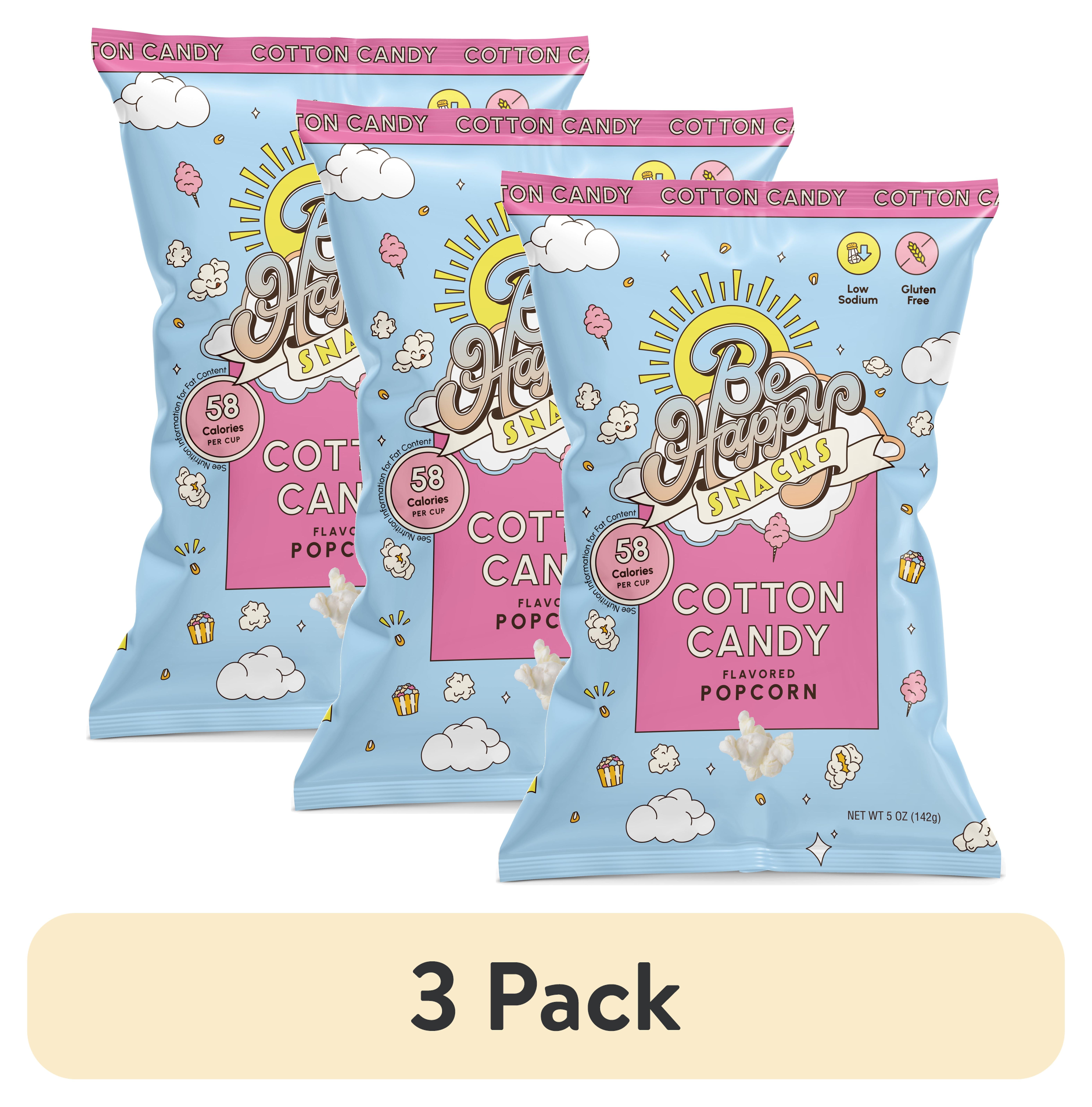 (3 pack) Be Happy Snacks D'Amelio Cotton Candy Popcorn, Gluten-Free, 5 oz