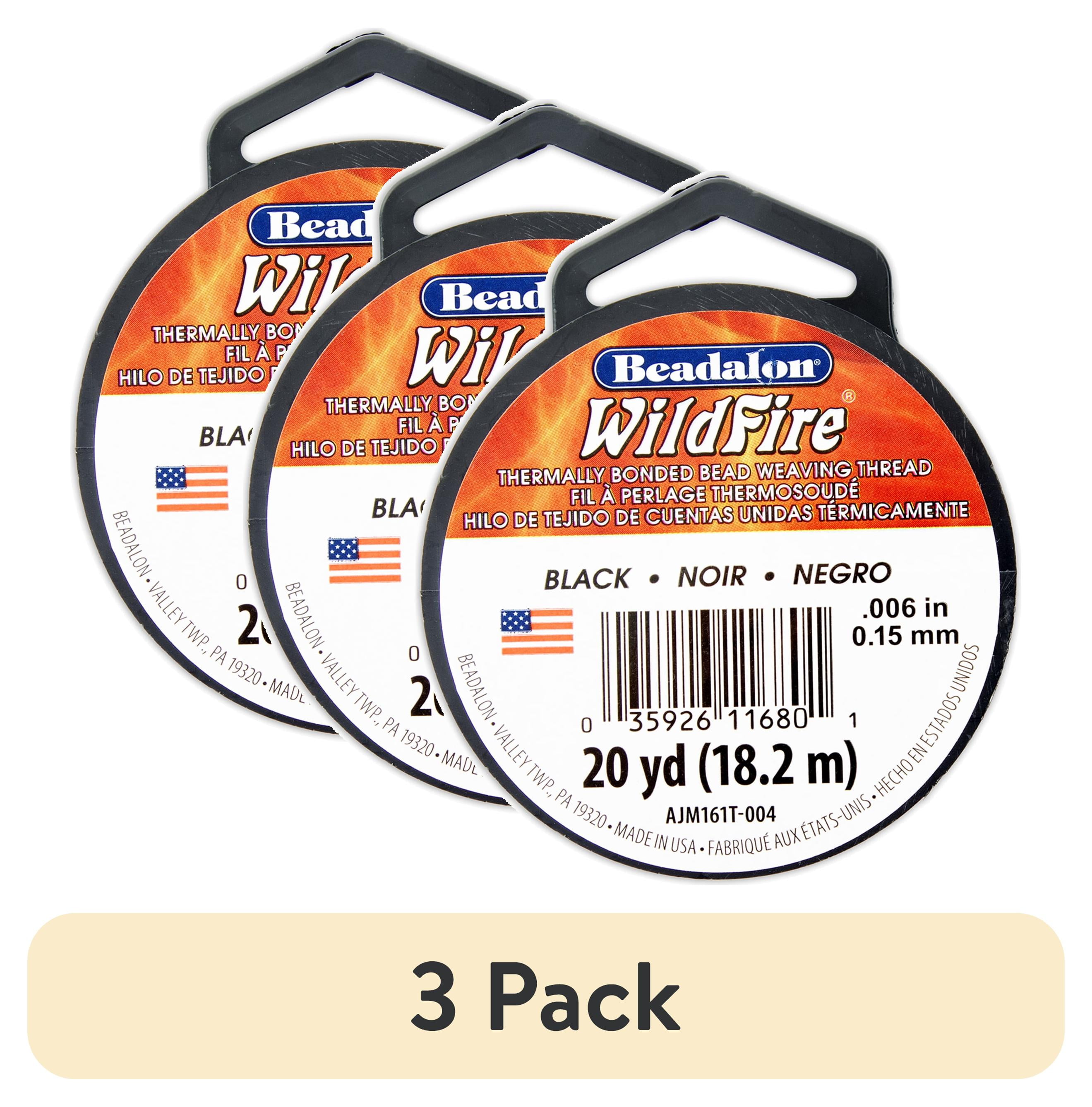 (3 pack) Beadalon Wildfire 0.006" Black Beading Thread, 20 yd Roll, Jewelry Stringing