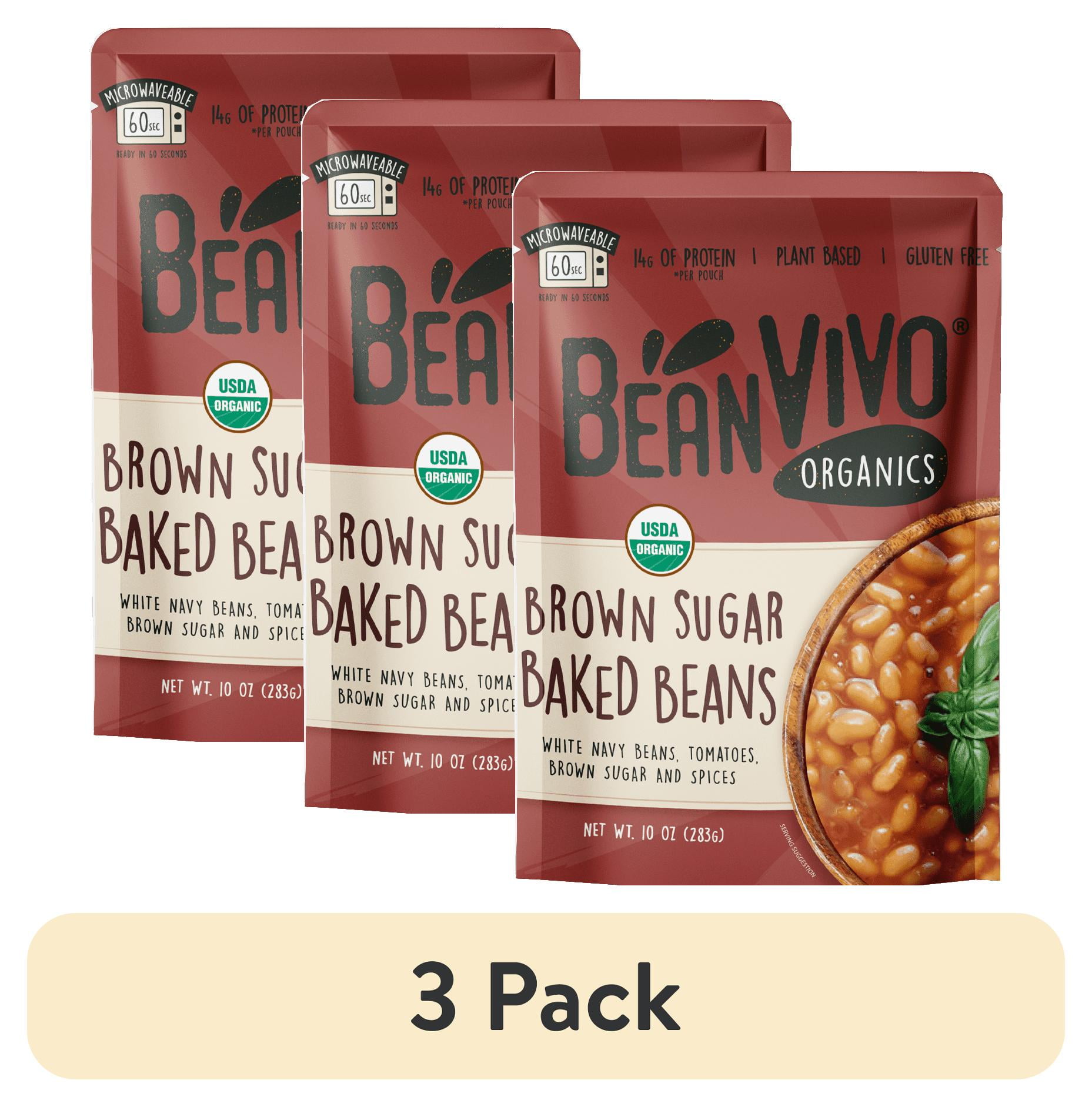 (3 pack) BeanVIVO Organic Brown Sugar Baked Beans, 10 oz. Pouch