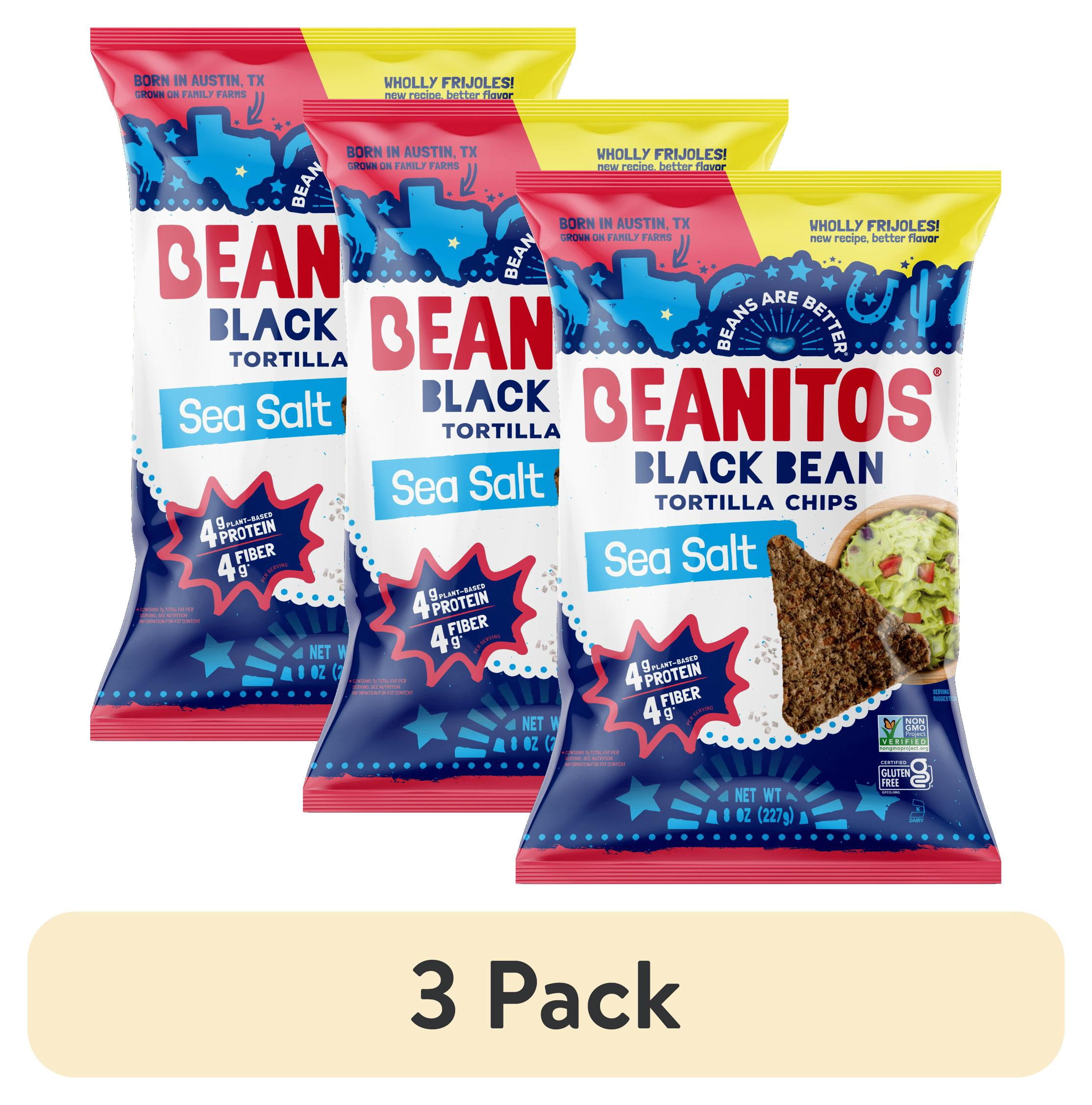 (3 pack) Beanitos Black Bean Sea Salt Tortilla Chips, 8 oz