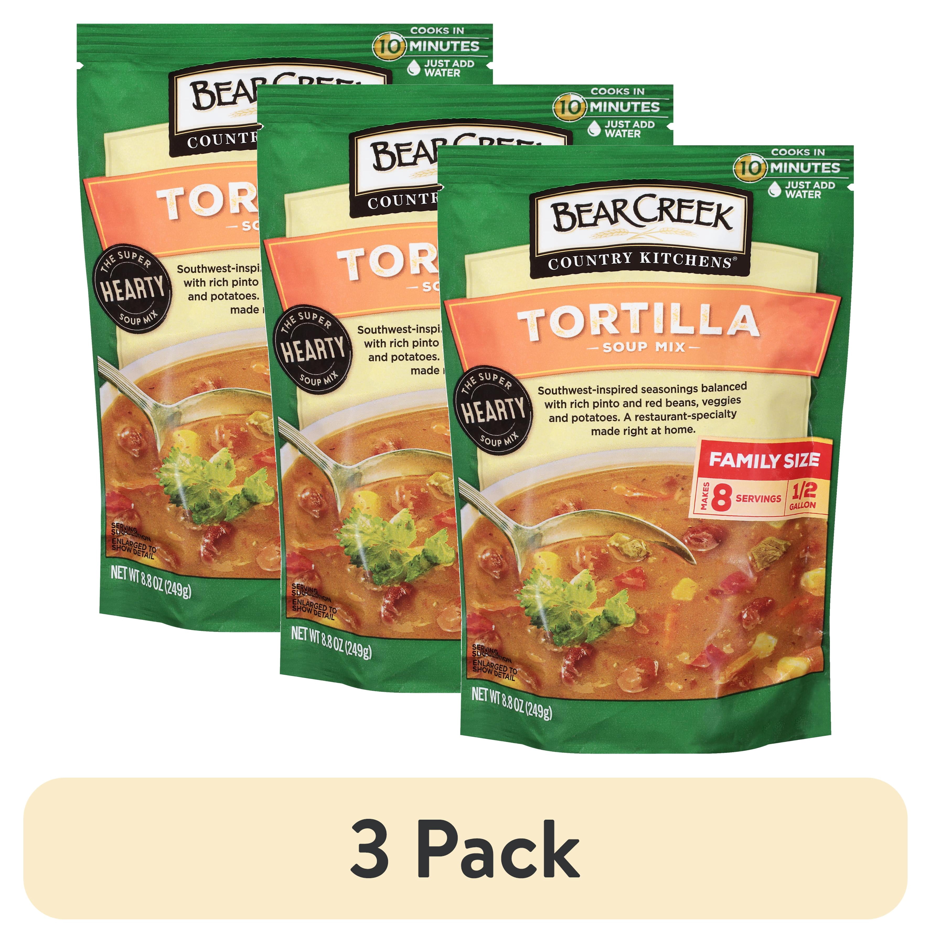 (3 pack) Bear Creek Country Kitchens Tortilla Soup Mix, Family Size, 8.8 oz Pouch