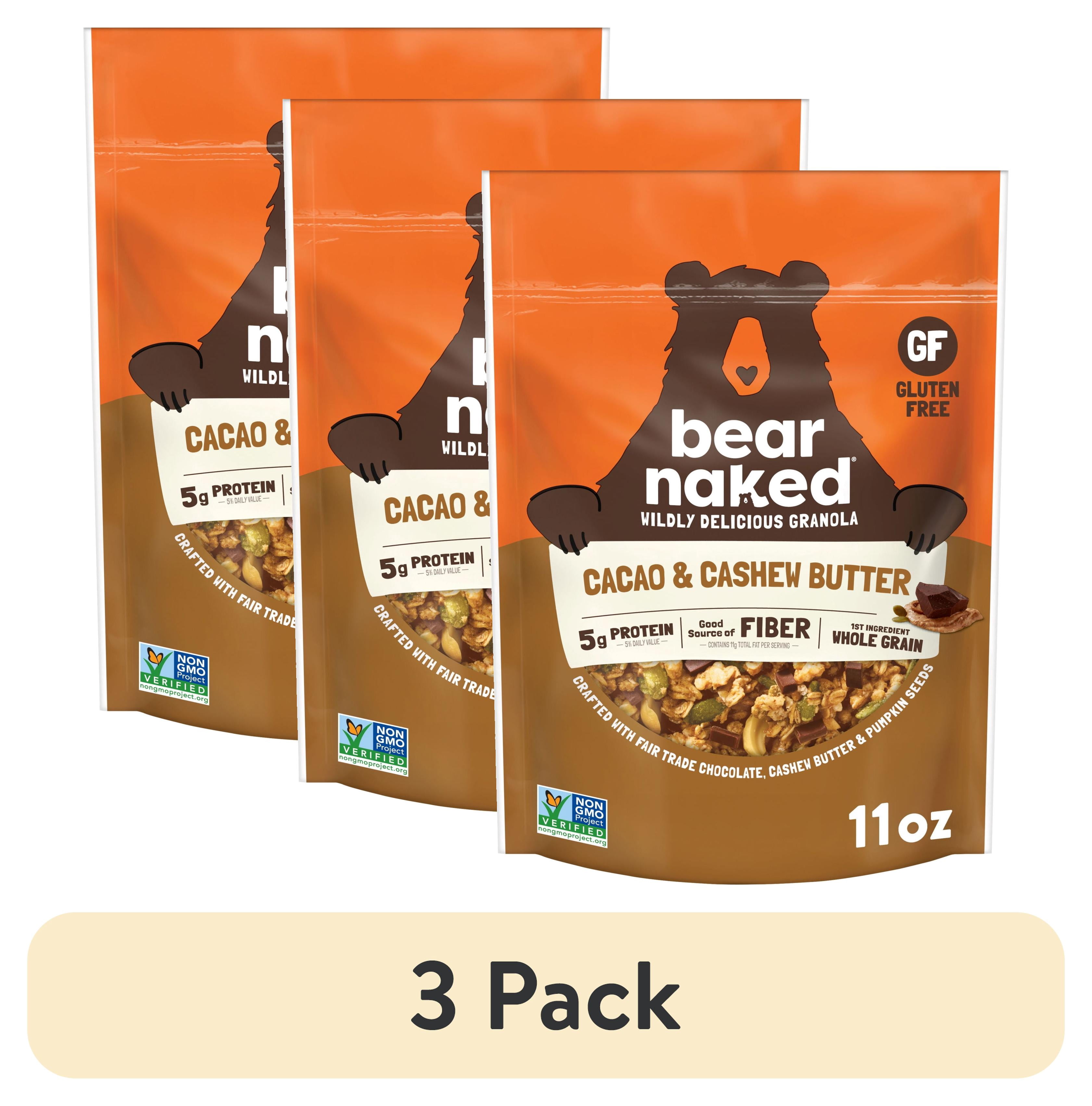 (3 pack) Bear Naked Cacao & Cashew Butter Granola, 5g Protein, Fiber Bag, 11  oz